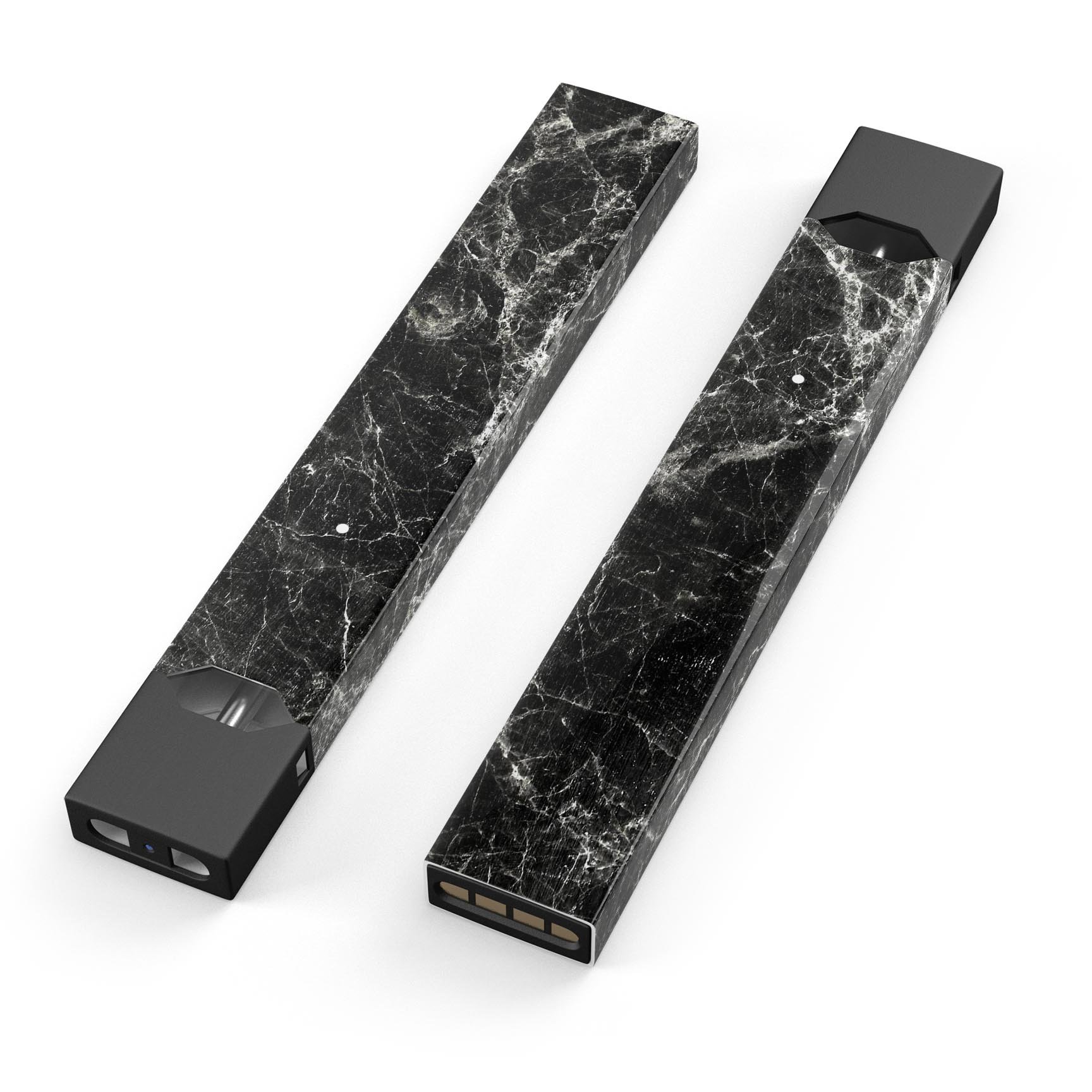 Black Scratched Marble skin-wrap sticker for JUUL vaping device, showcasing its stylish design and protective features.