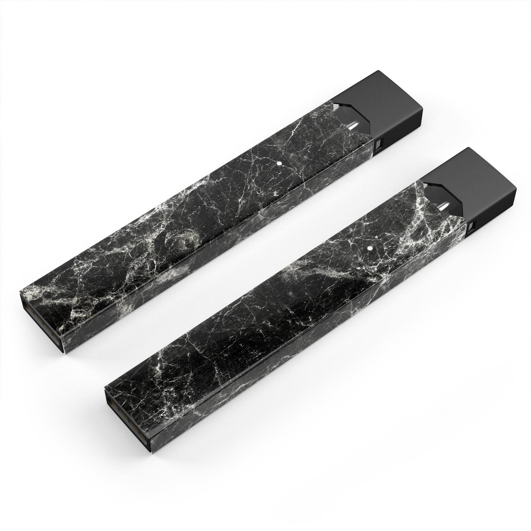 Black Scratched Marble skin-wrap sticker for JUUL vaping device, showcasing its stylish design and protective features.