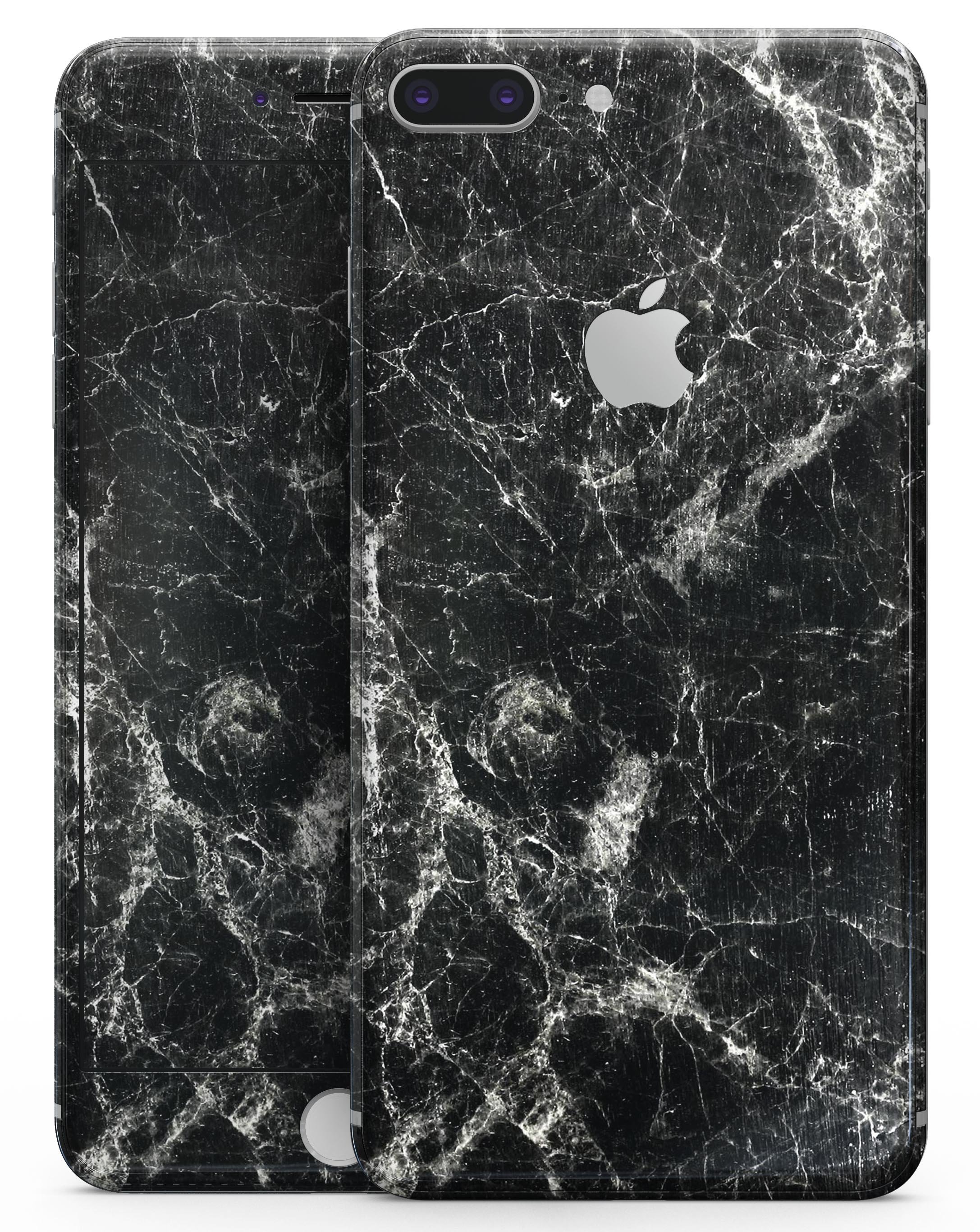 Black Scratched Marble skin for iPhone 8 and 8 Plus, showcasing a stylish design that protects the device.