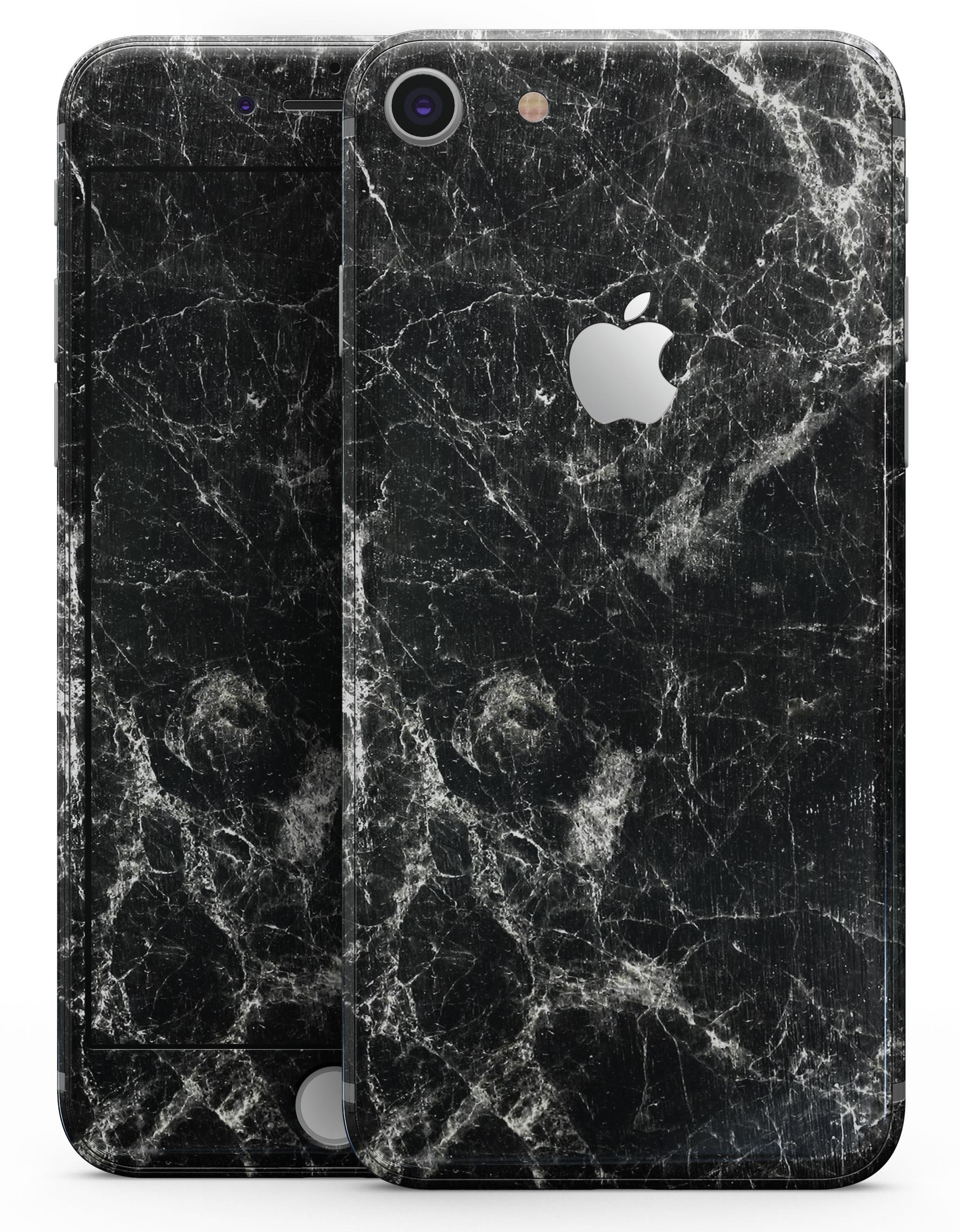 Black Scratched Marble skin for iPhone 8 and 8 Plus, showcasing a stylish design that protects the device.