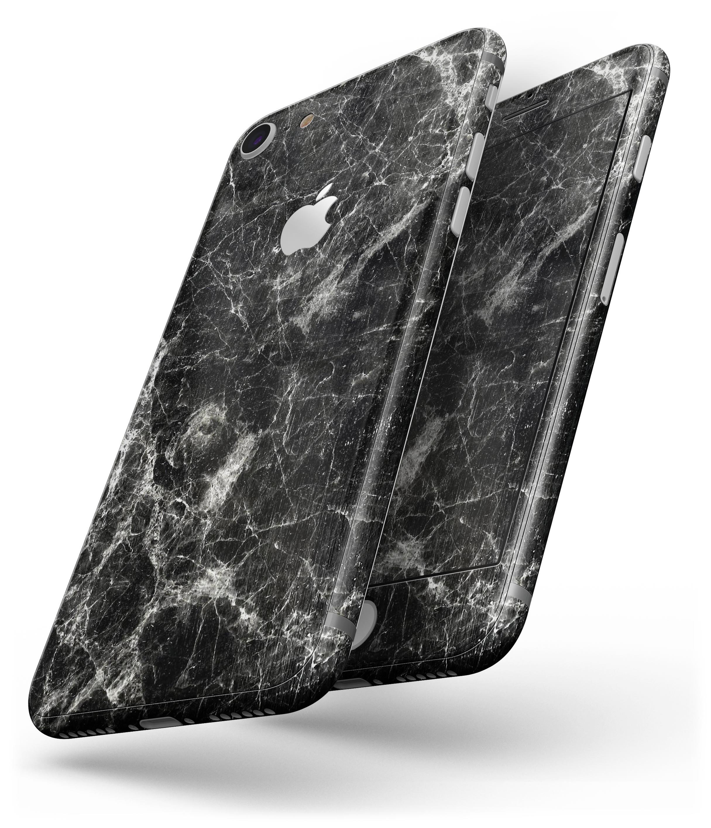 Black Scratched Marble skin for iPhone 8 and 8 Plus, showcasing a stylish design that protects the device.