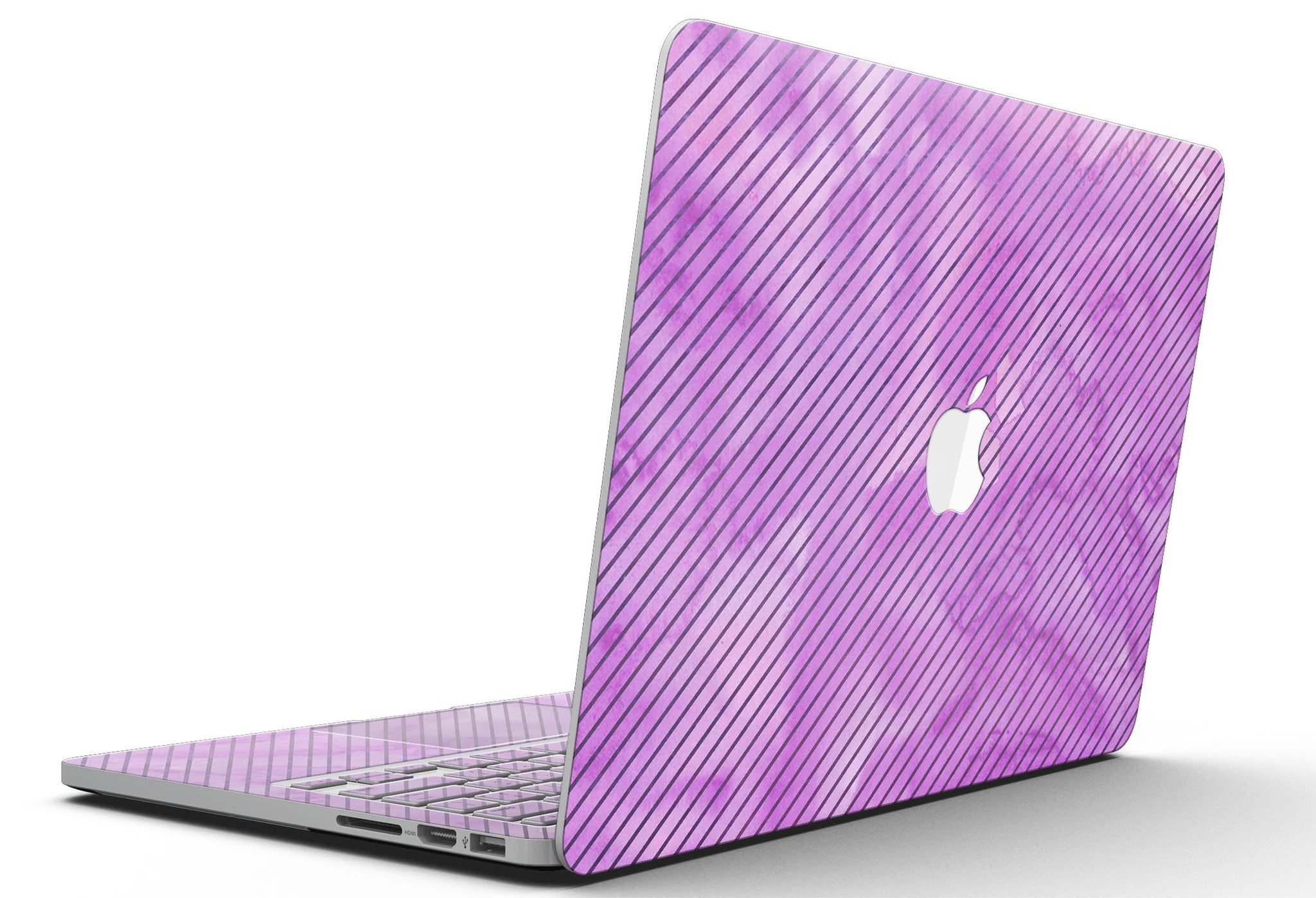 Black Slanted Lines of Purple Clouds skin for MacBook Pro with Retina Display, showcasing a stylish design that protects the device.