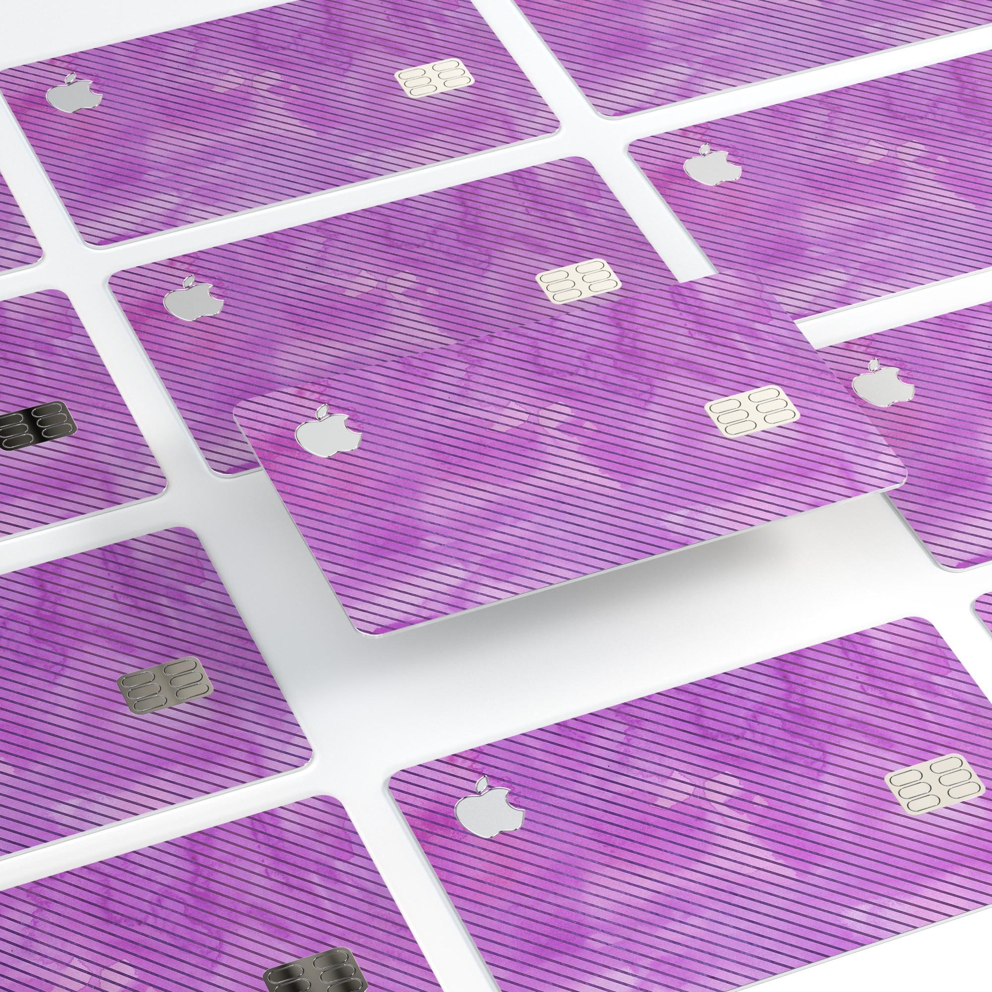 Black Slanted Lines of Purple Clouds decal on an Apple Card, showcasing its stylish design and premium quality.