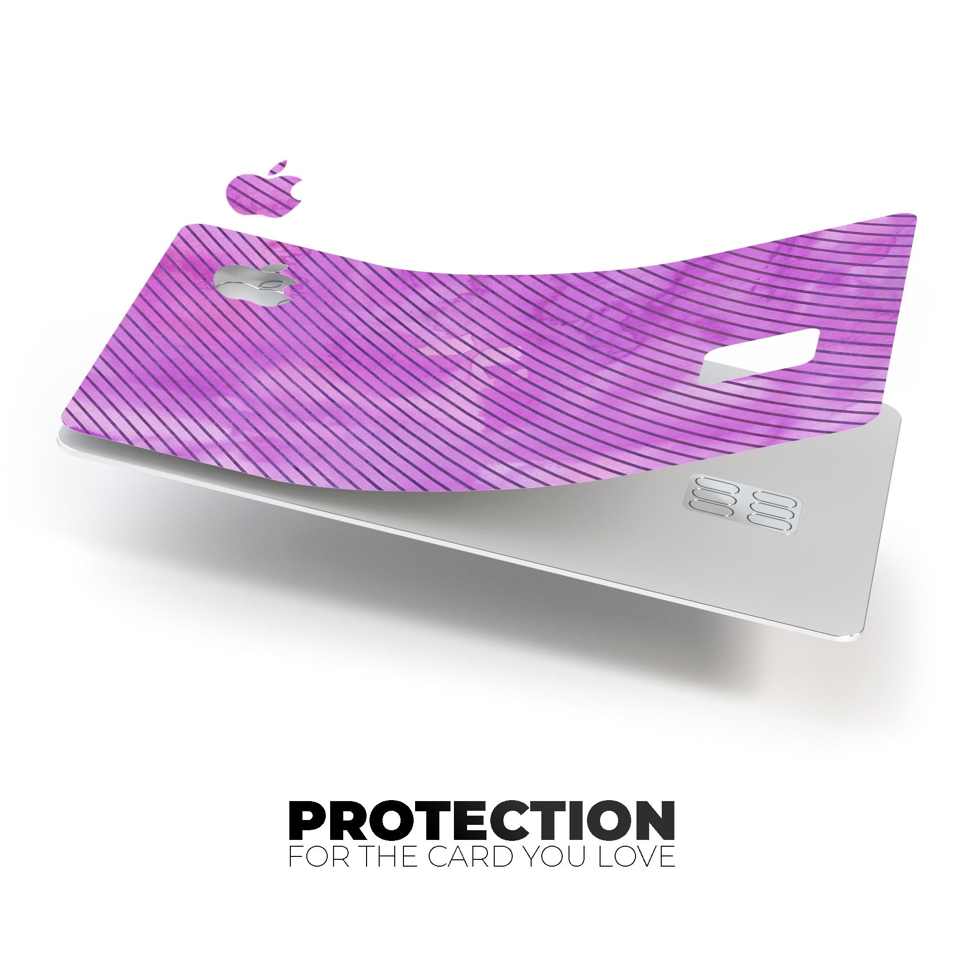 Black Slanted Lines of Purple Clouds decal on an Apple Card, showcasing its stylish design and premium quality.