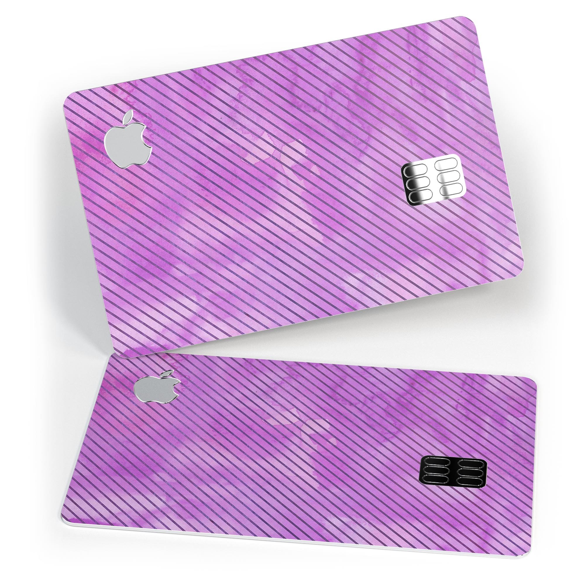 Black Slanted Lines of Purple Clouds decal on an Apple Card, showcasing its stylish design and premium quality.