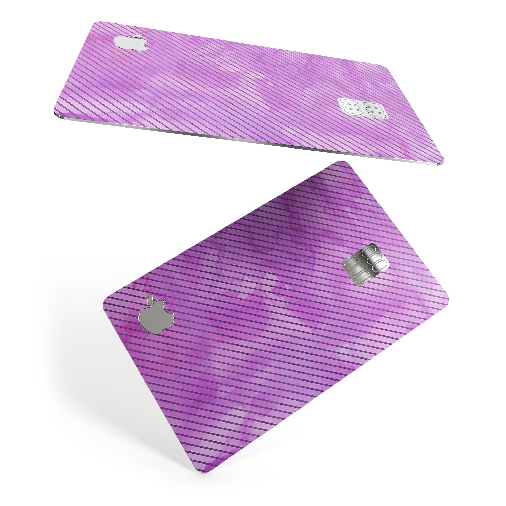 Black Slanted Lines of Purple Clouds decal on an Apple Card, showcasing its stylish design and premium quality.