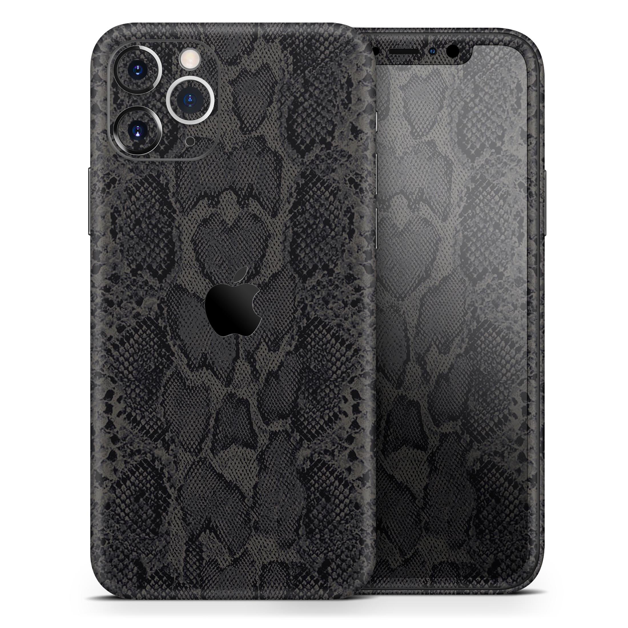 Black Snake Skin v2 skin for Apple iPhone 14, showcasing a stylish snake skin pattern with a glossy finish.