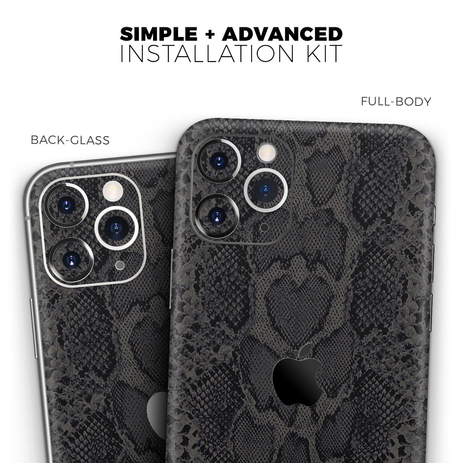 Black Snake Skin v2 skin for Apple iPhone 14, showcasing a stylish snake skin pattern with a glossy finish.