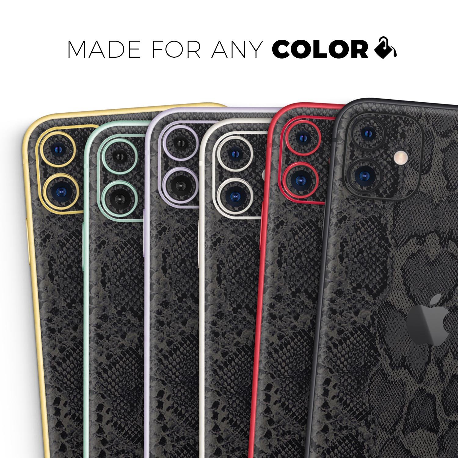 Black Snake Skin v2 skin for Apple iPhone 14, showcasing a stylish snake skin pattern with a glossy finish.