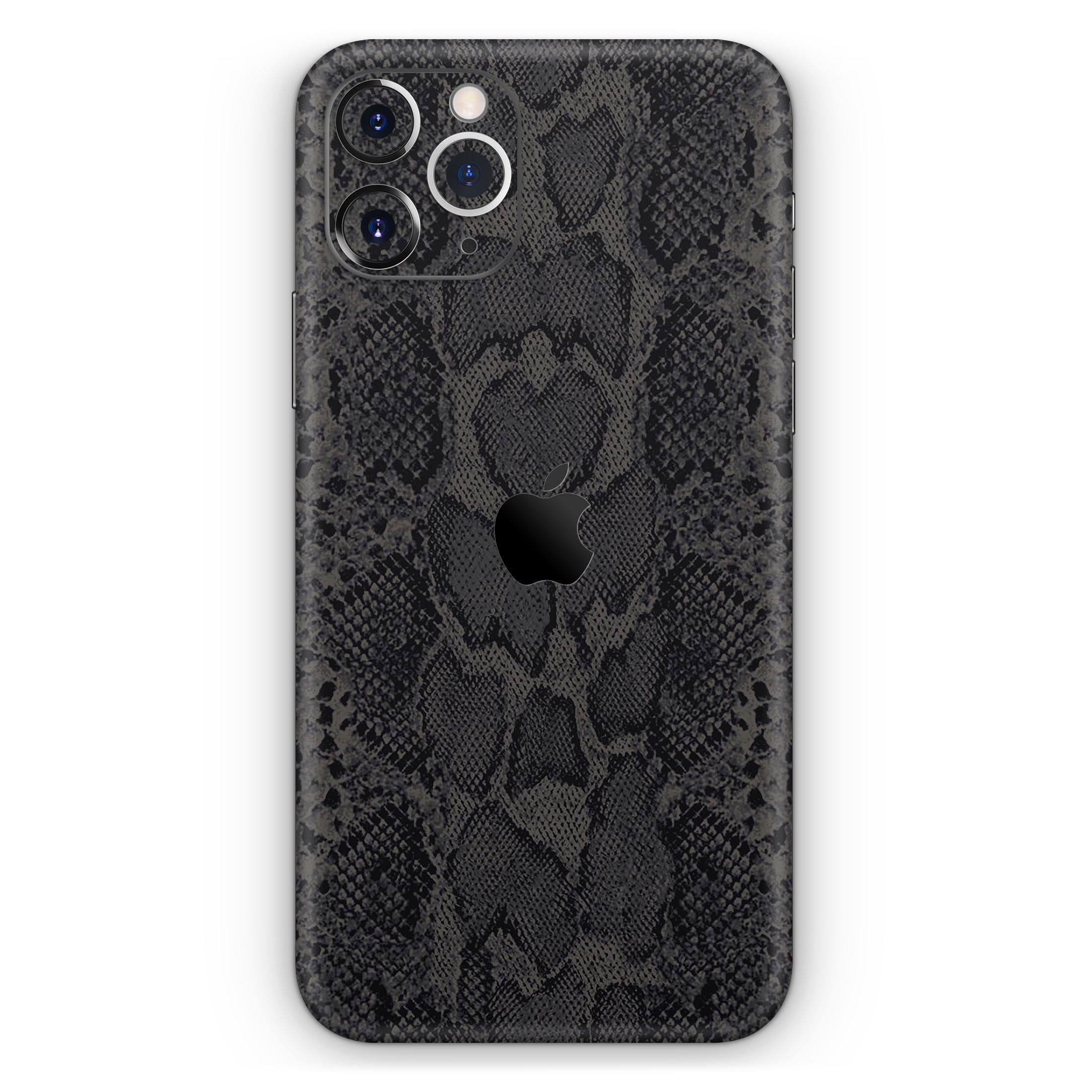 Black Snake Skin v2 skin for Apple iPhone 14, showcasing a stylish snake skin pattern with a glossy finish.