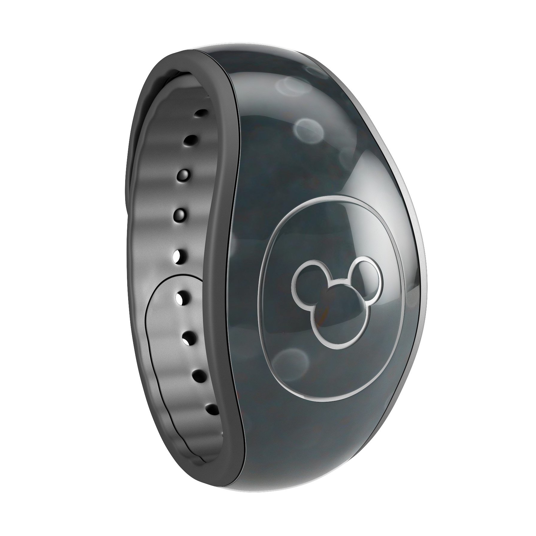 Black Unfocused Glowing Shimmer decal skin wrap kit for Disney Magic Band, showcasing a stylish design with a shimmering finish.