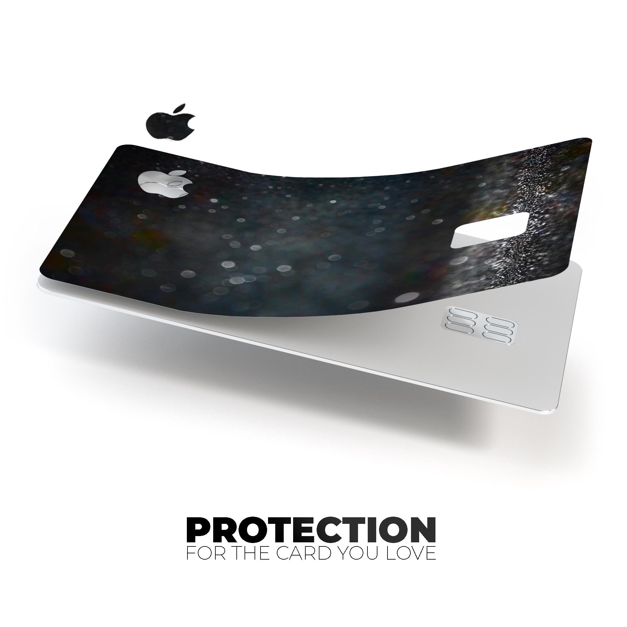 Black Unfocused Glowing Shimmer skin for Apple Card, showcasing its premium vinyl texture and stylish design.