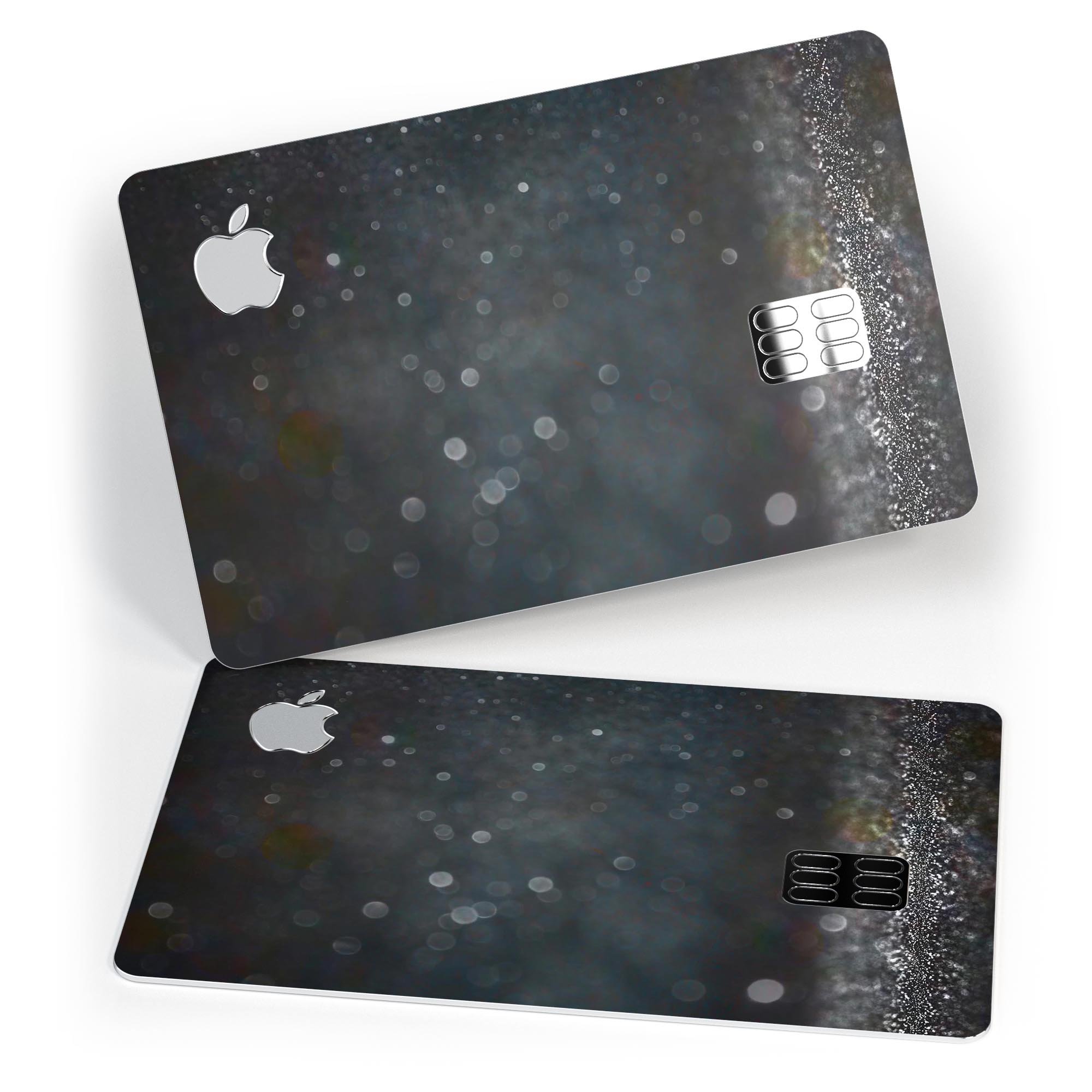 Black Unfocused Glowing Shimmer skin for Apple Card, showcasing its premium vinyl texture and stylish design.