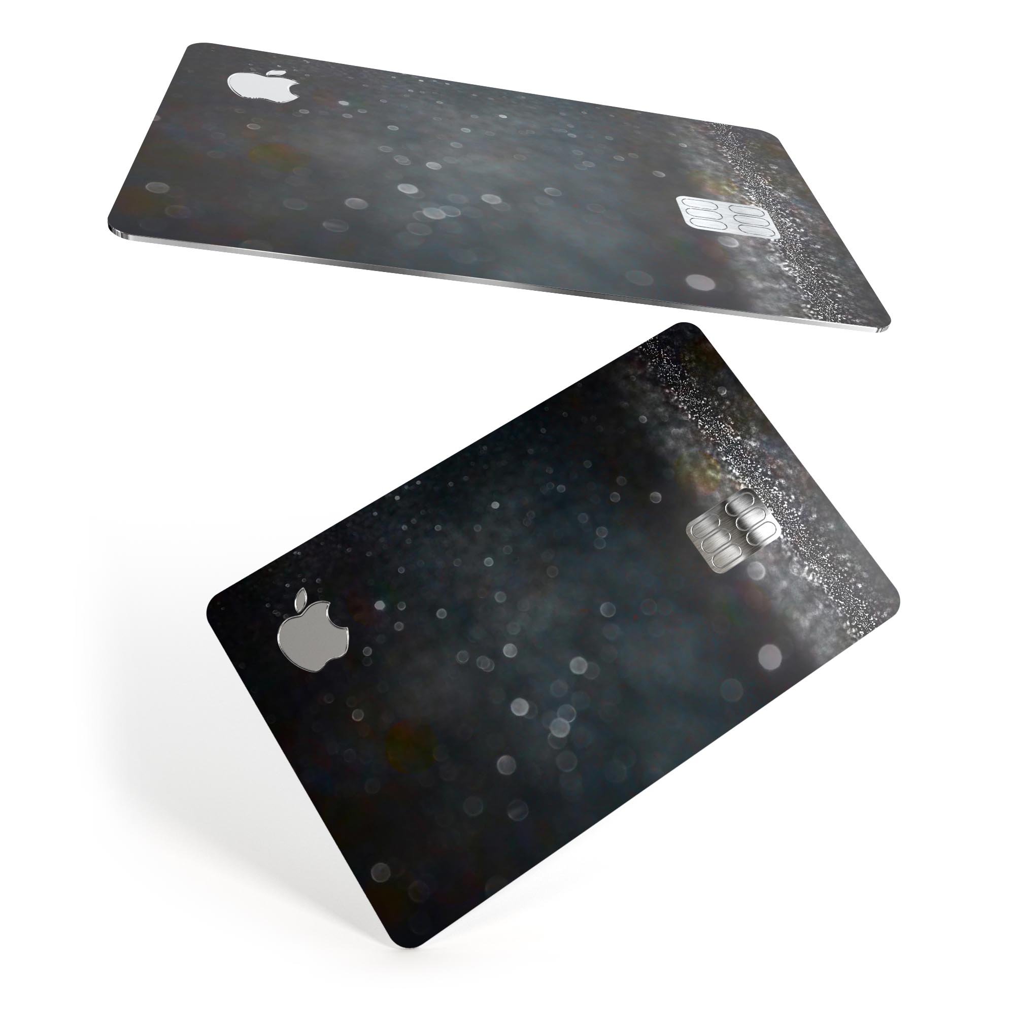 Black Unfocused Glowing Shimmer skin for Apple Card, showcasing its premium vinyl texture and stylish design.