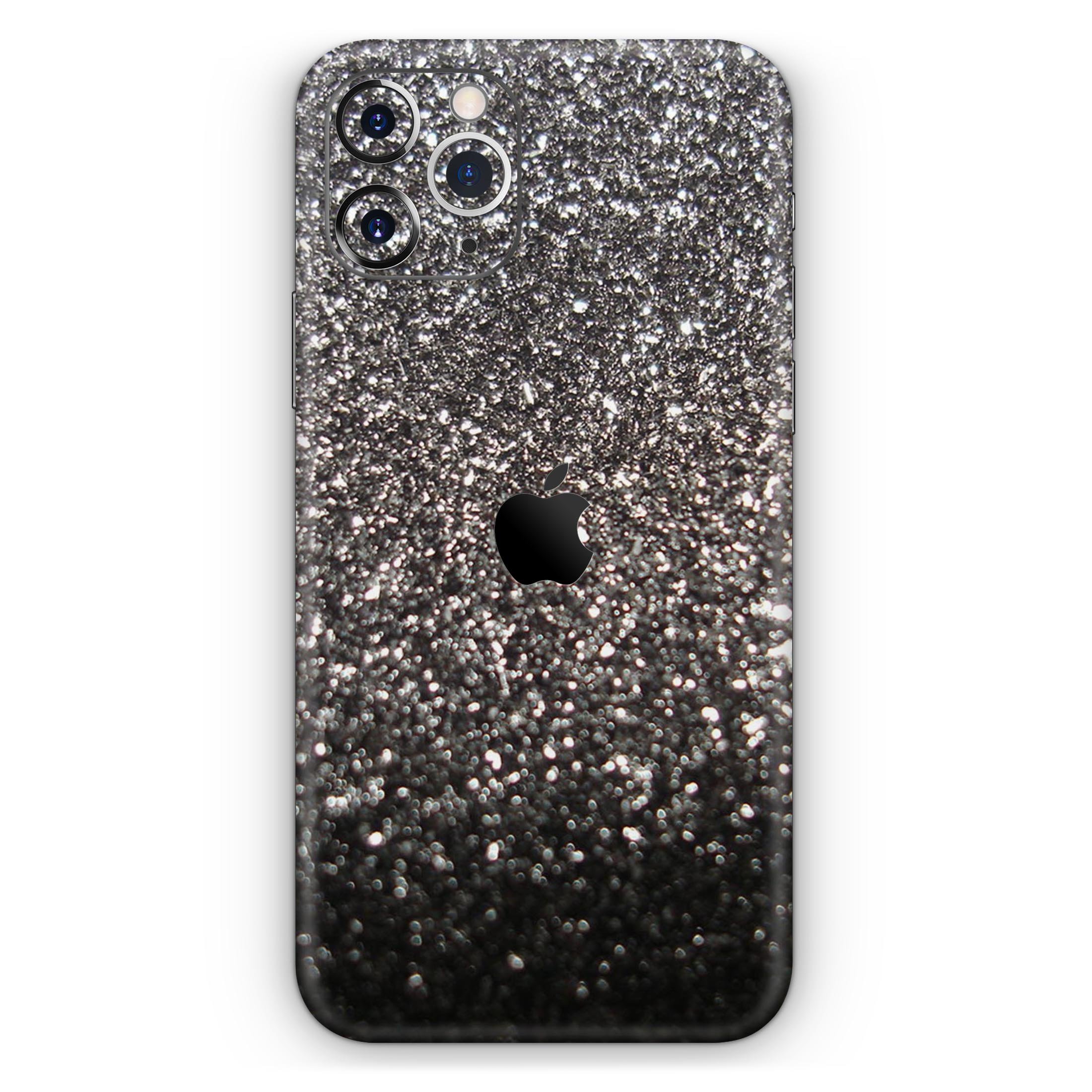 Black Unfocused Sparkle Skin-Kit for Apple iPhone, showcasing its sleek design and premium vinyl material.