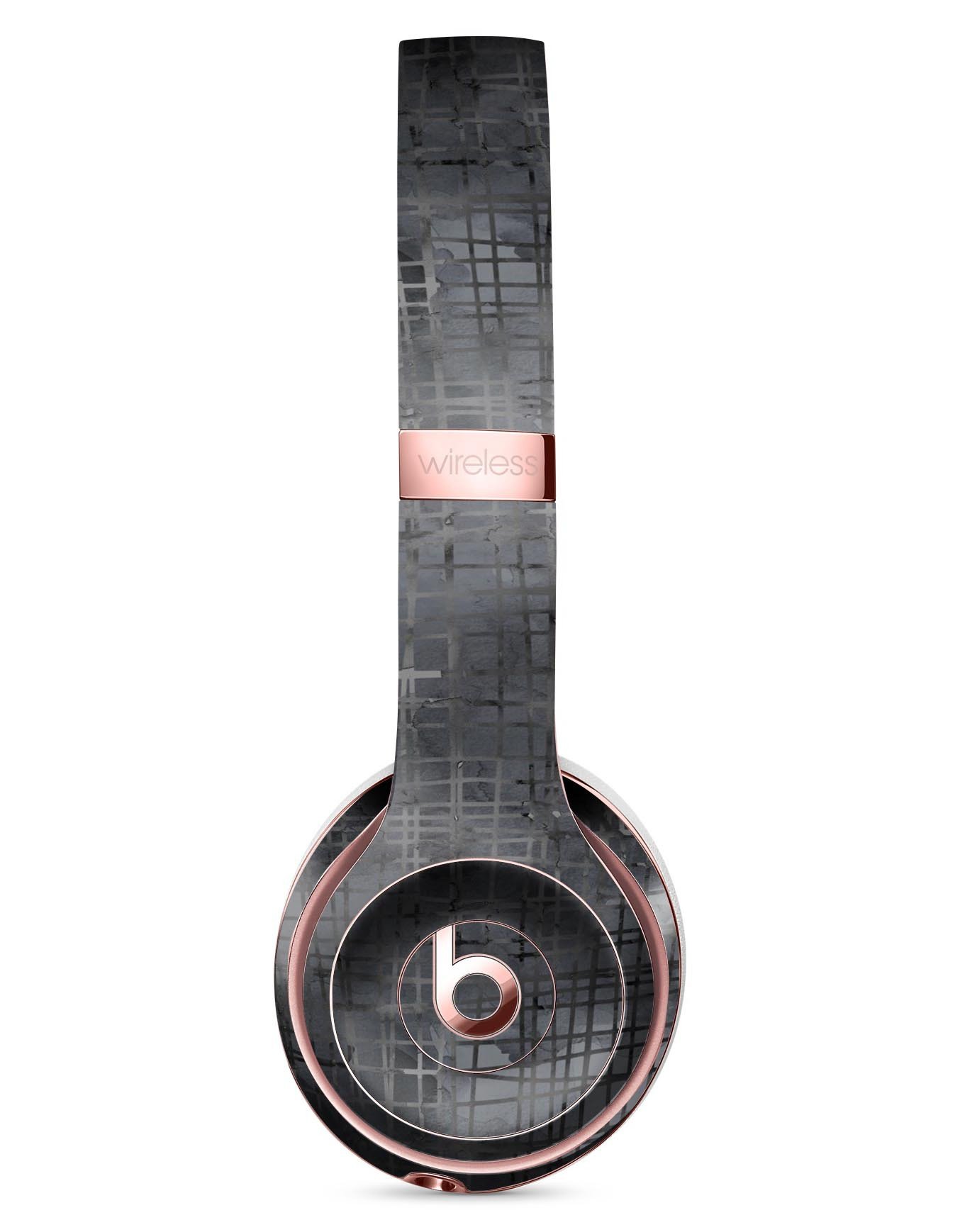 Black Watercolor Cross Hatch Skin Kit for Beats by Dre Solo 3 Wireless Headphones, showcasing a stylish design and premium vinyl material.