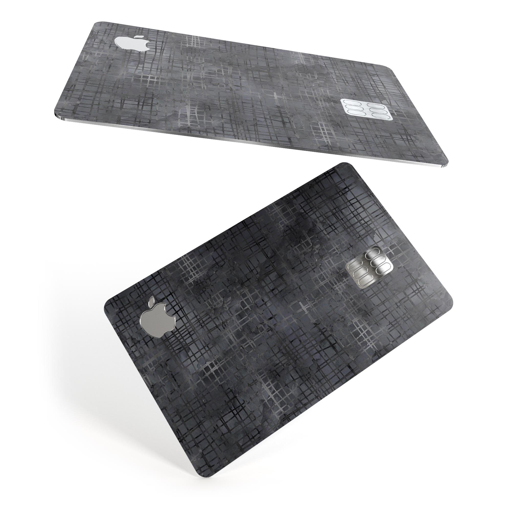 Black Watercolor Cross Hatch decal skin for Apple Card, showcasing a stylish design with premium protective features.