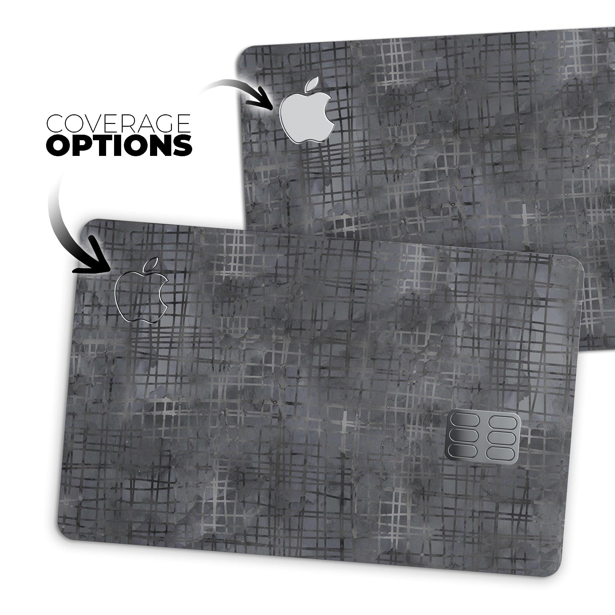 Black Watercolor Cross Hatch decal skin for Apple Card, showcasing a stylish design with premium protective features.