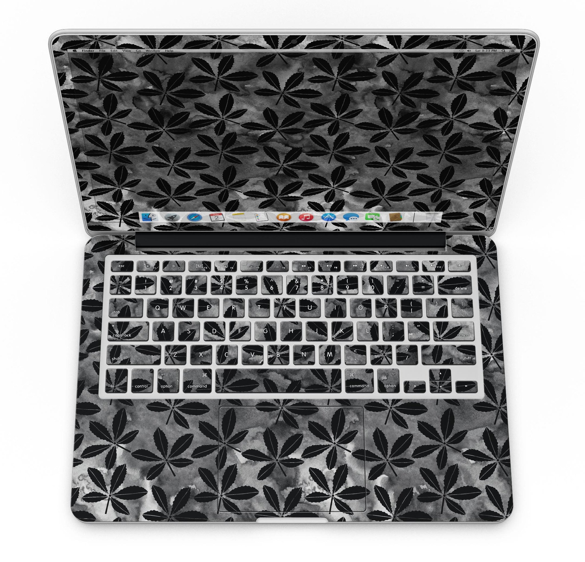 Black Watercolor Holly skin for MacBook Pro with Retina Display, showcasing a vibrant watercolor design that adds style and protection.