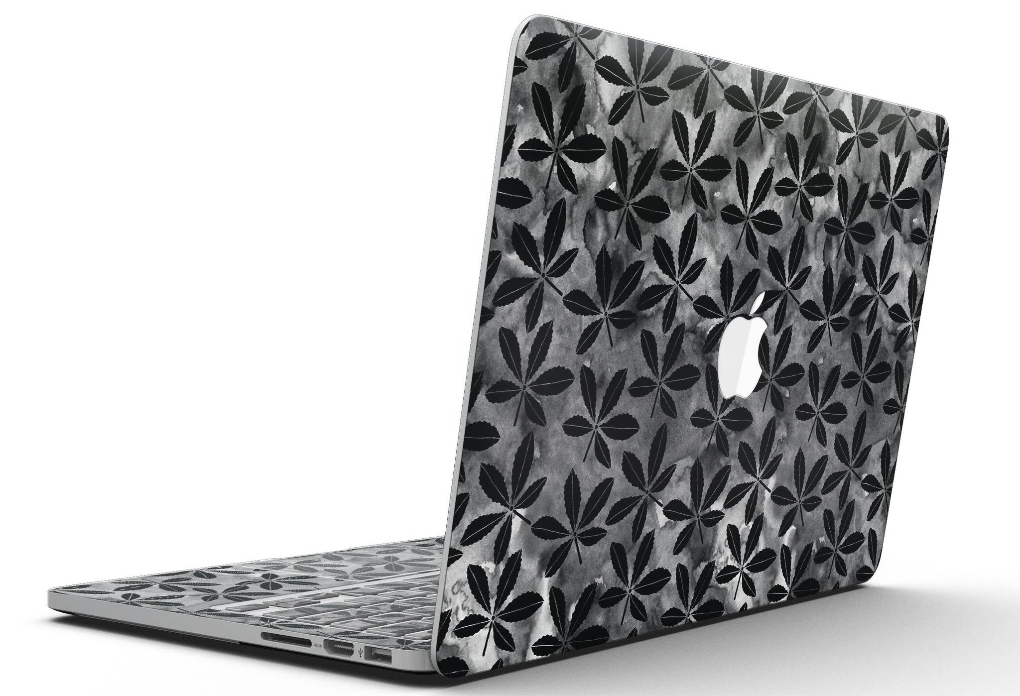 Black Watercolor Holly skin for MacBook Pro with Retina Display, showcasing a vibrant watercolor design that adds style and protection.