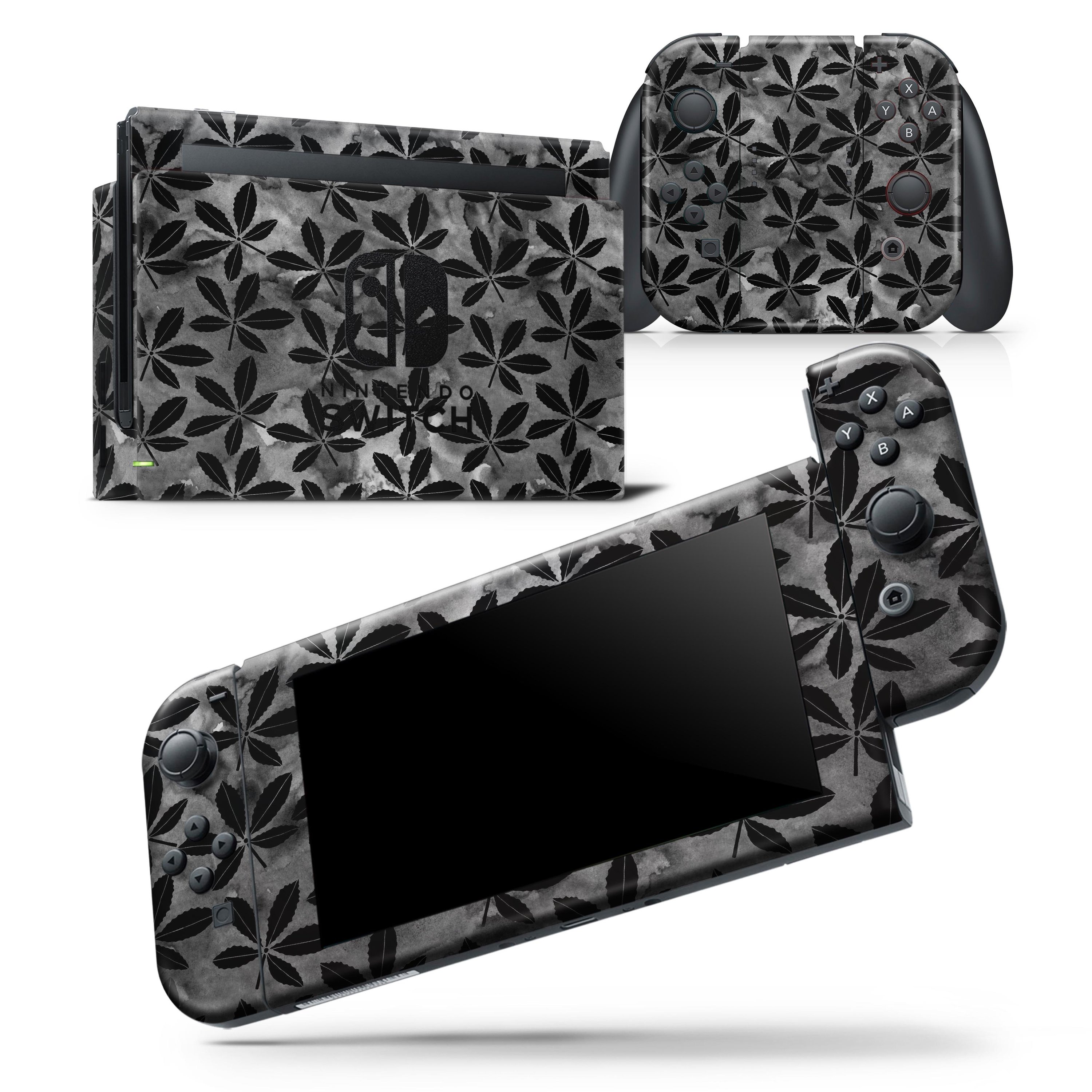 Black Watercolor Holly skin wrap decal for Nintendo Switch Lite, showcasing a vibrant design that fits snugly on the console.