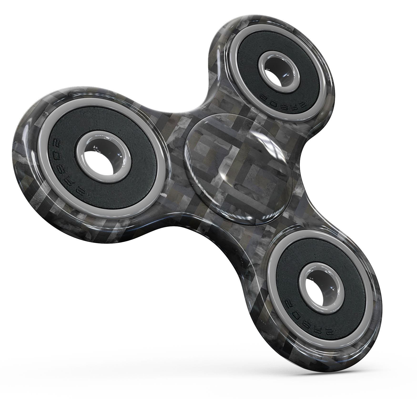 Black Watercolor Patchwork Skin-Kit for fidget spinner, showcasing vibrant colors and unique design.