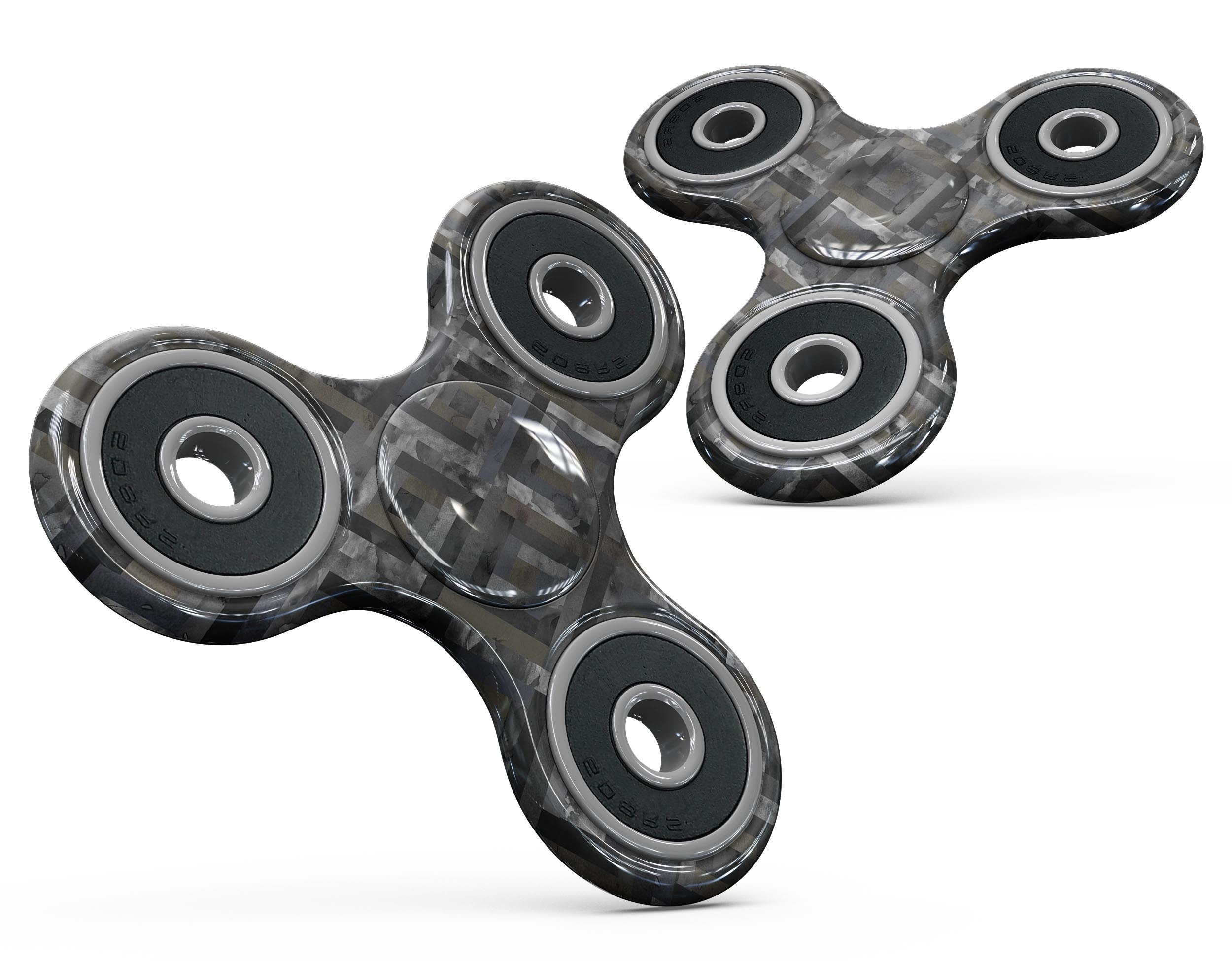 Black Watercolor Patchwork Skin-Kit for fidget spinner, showcasing vibrant colors and unique design.