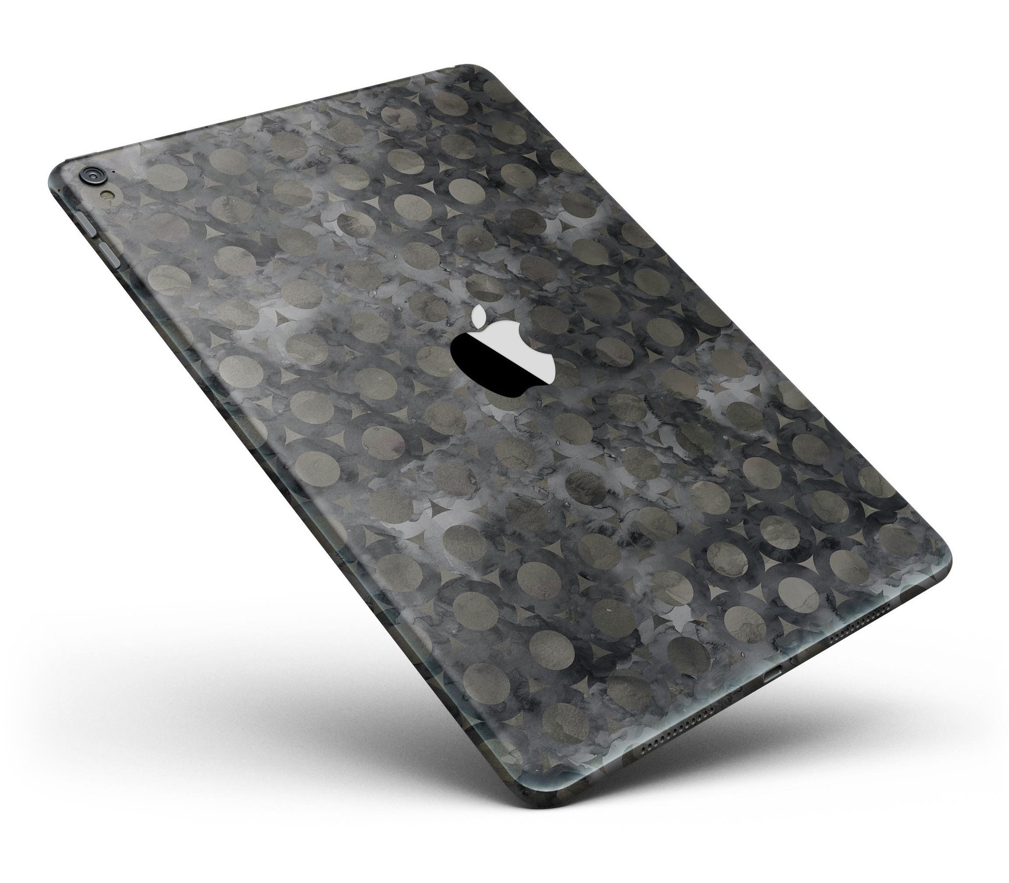 Black Watercolor Ring Pattern Full Body Skin for iPad Pro, showcasing vibrant colors and a sleek design.