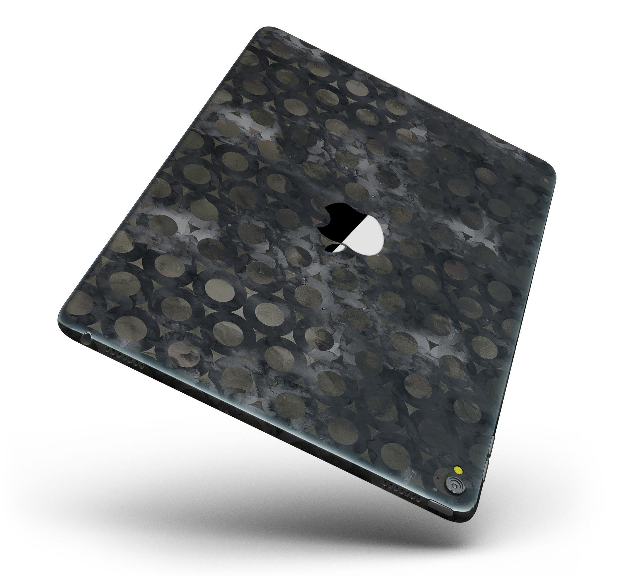 Black Watercolor Ring Pattern Full Body Skin for iPad Pro, showcasing vibrant colors and a sleek design.