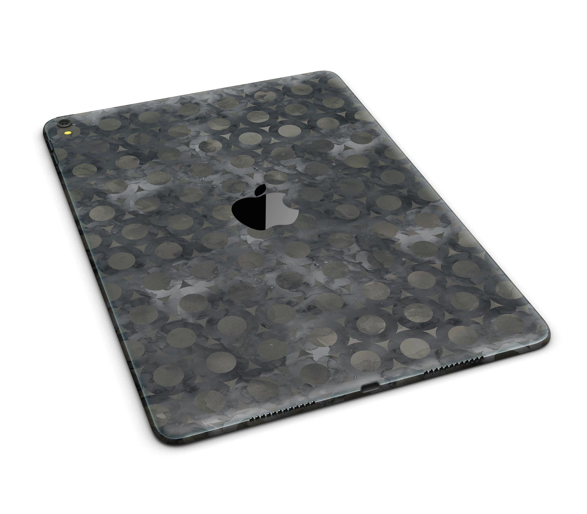 Black Watercolor Ring Pattern Full Body Skin for iPad Pro, showcasing vibrant colors and a sleek design.