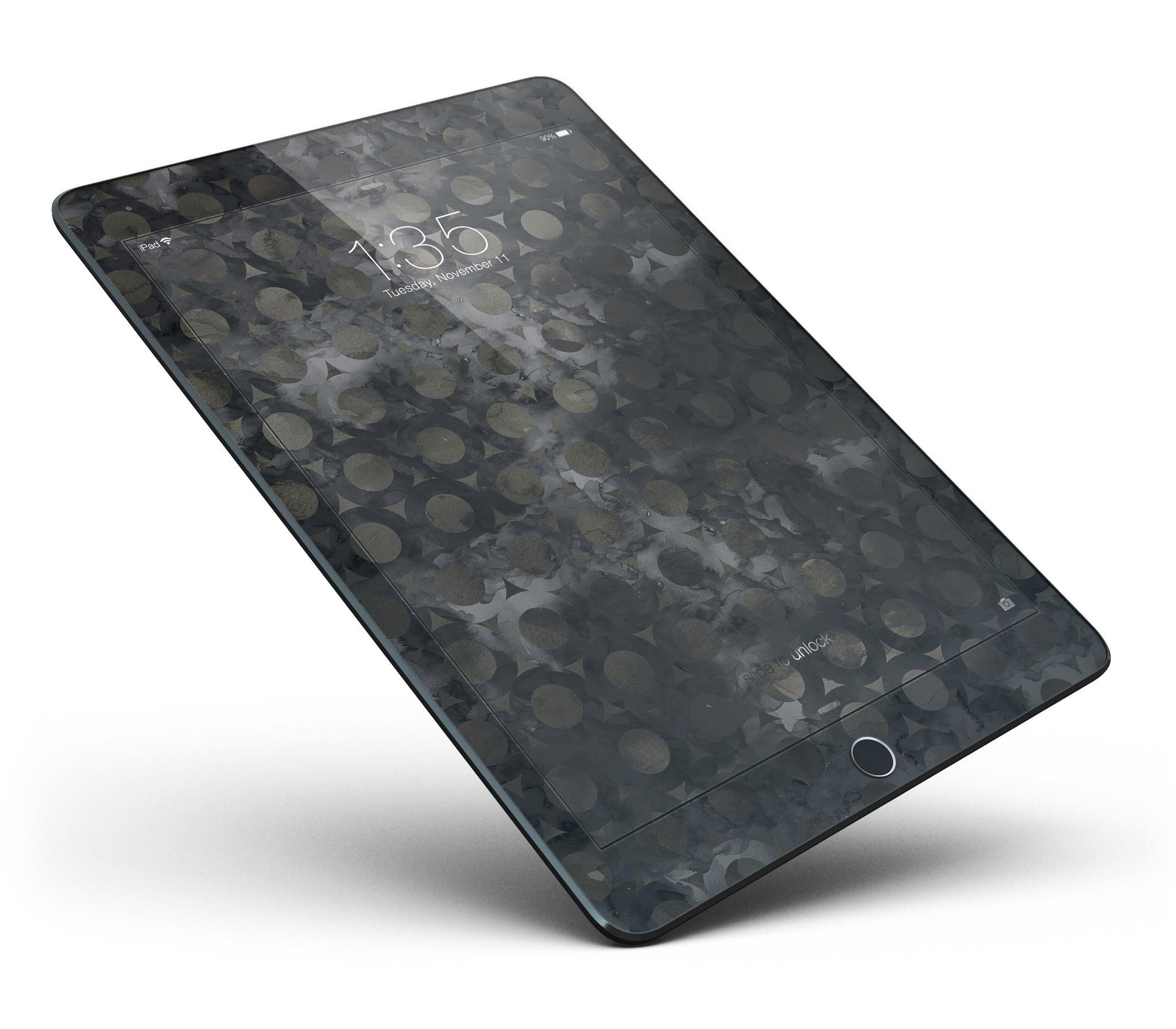 Black Watercolor Ring Pattern Full Body Skin for iPad Pro, showcasing vibrant colors and a sleek design.