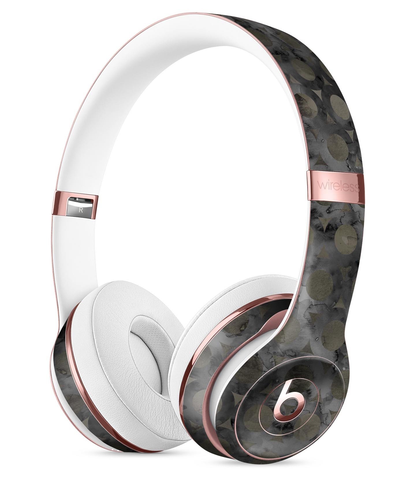 Black Watercolor Ring Pattern Skin Kit for Beats by Dre Solo 3 Wireless Headphones, showcasing a stylish design and premium vinyl material.