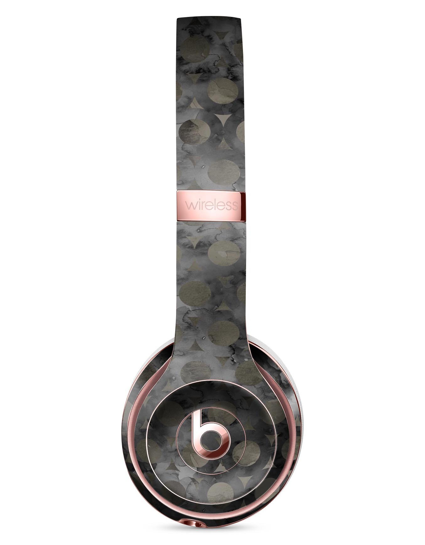 Black Watercolor Ring Pattern Skin Kit for Beats by Dre Solo 3 Wireless Headphones, showcasing a stylish design and premium vinyl material.