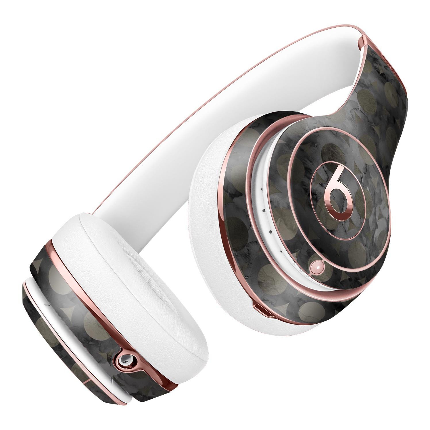 Black Watercolor Ring Pattern Skin Kit for Beats by Dre Solo 3 Wireless Headphones, showcasing a stylish design and premium vinyl material.