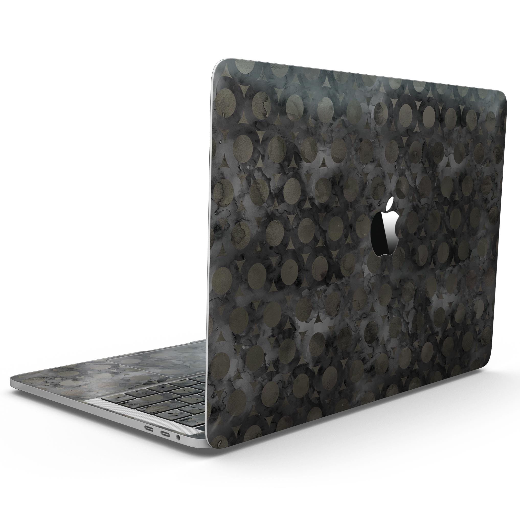 Black Watercolor Ring Pattern skin for MacBook Pro with Touch Bar, showcasing vibrant colors and unique design.