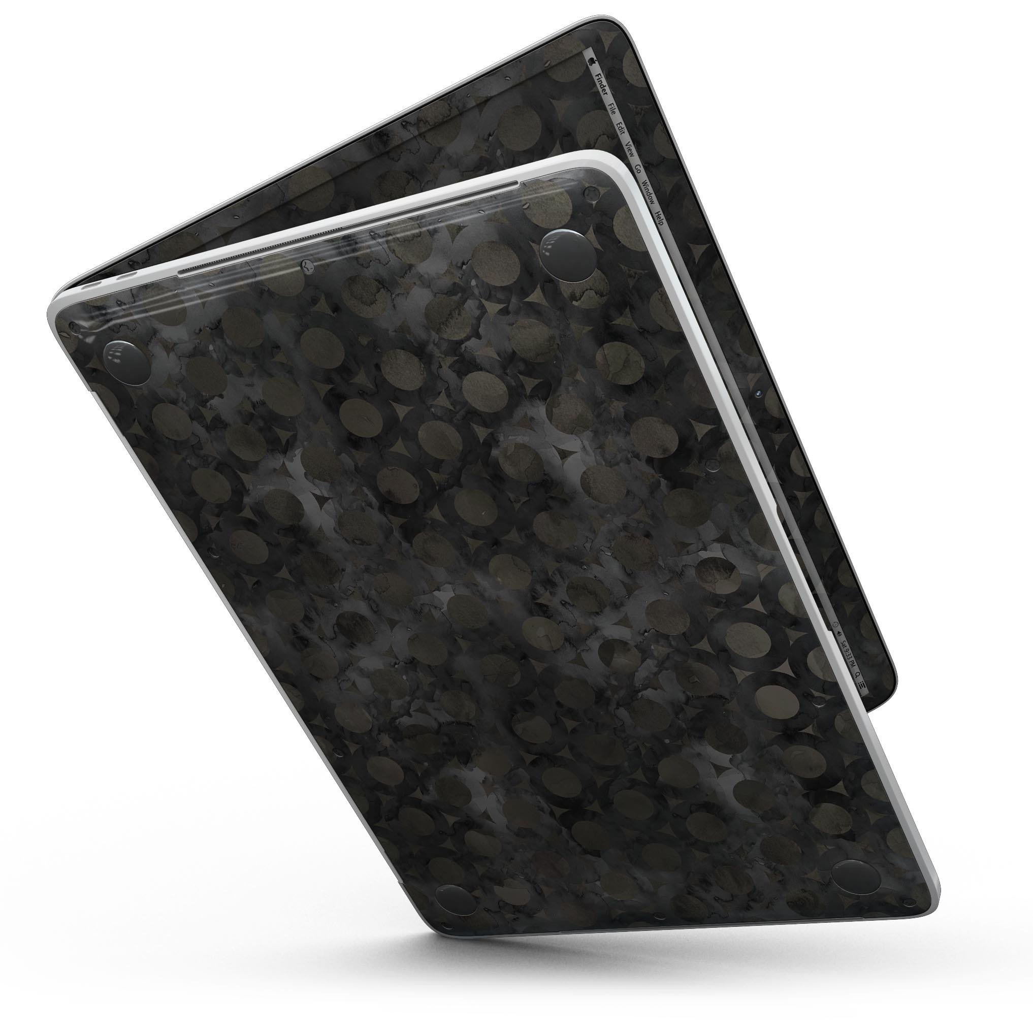 Black Watercolor Ring Pattern skin for MacBook Pro with Touch Bar, showcasing vibrant colors and unique design.