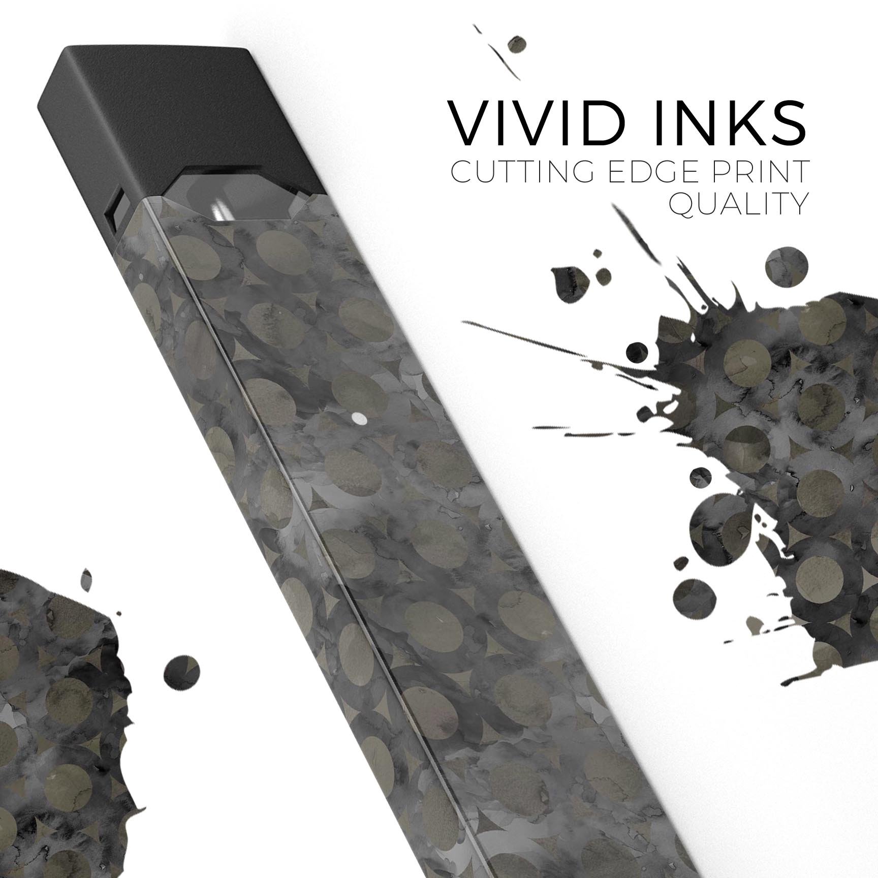 Black Watercolor Ring Pattern skin wrap for JUUL device, showcasing vibrant colors and unique design.