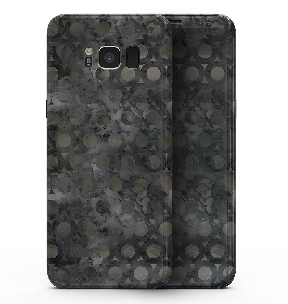 Black Watercolor Ring Pattern skin for Samsung Galaxy S8, showcasing vibrant colors and intricate design, perfect for personalizing your device.