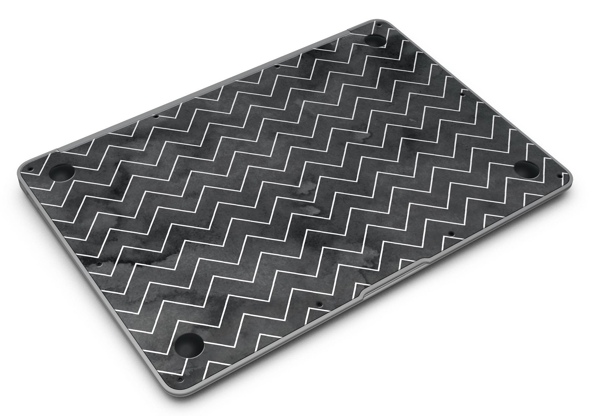 Black Watercolor MacBook Air skin featuring a white chevron pattern, showcasing a stylish and protective design.