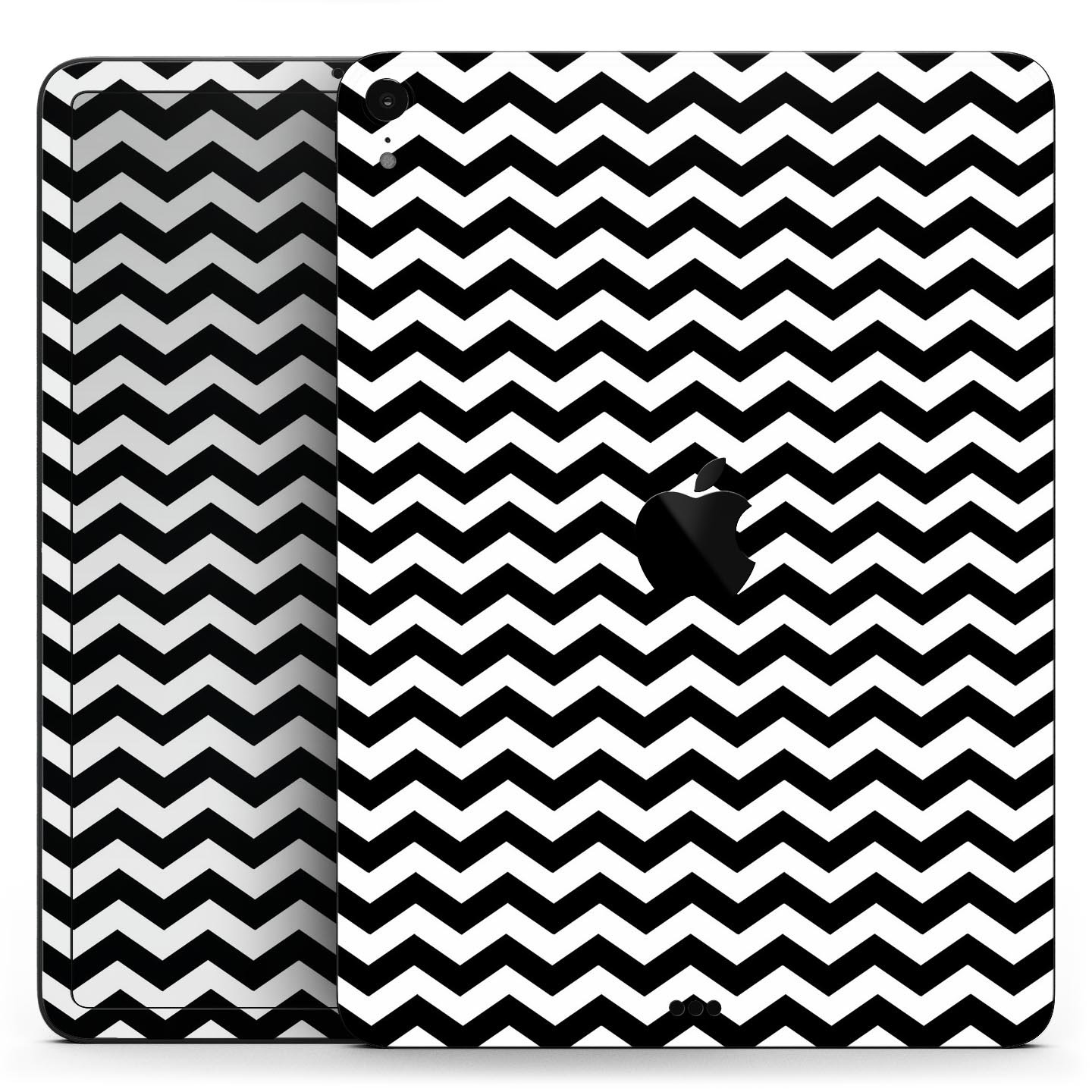 Black and white chevron pattern skin decal for Apple devices, showcasing a stylish design and premium quality materials.