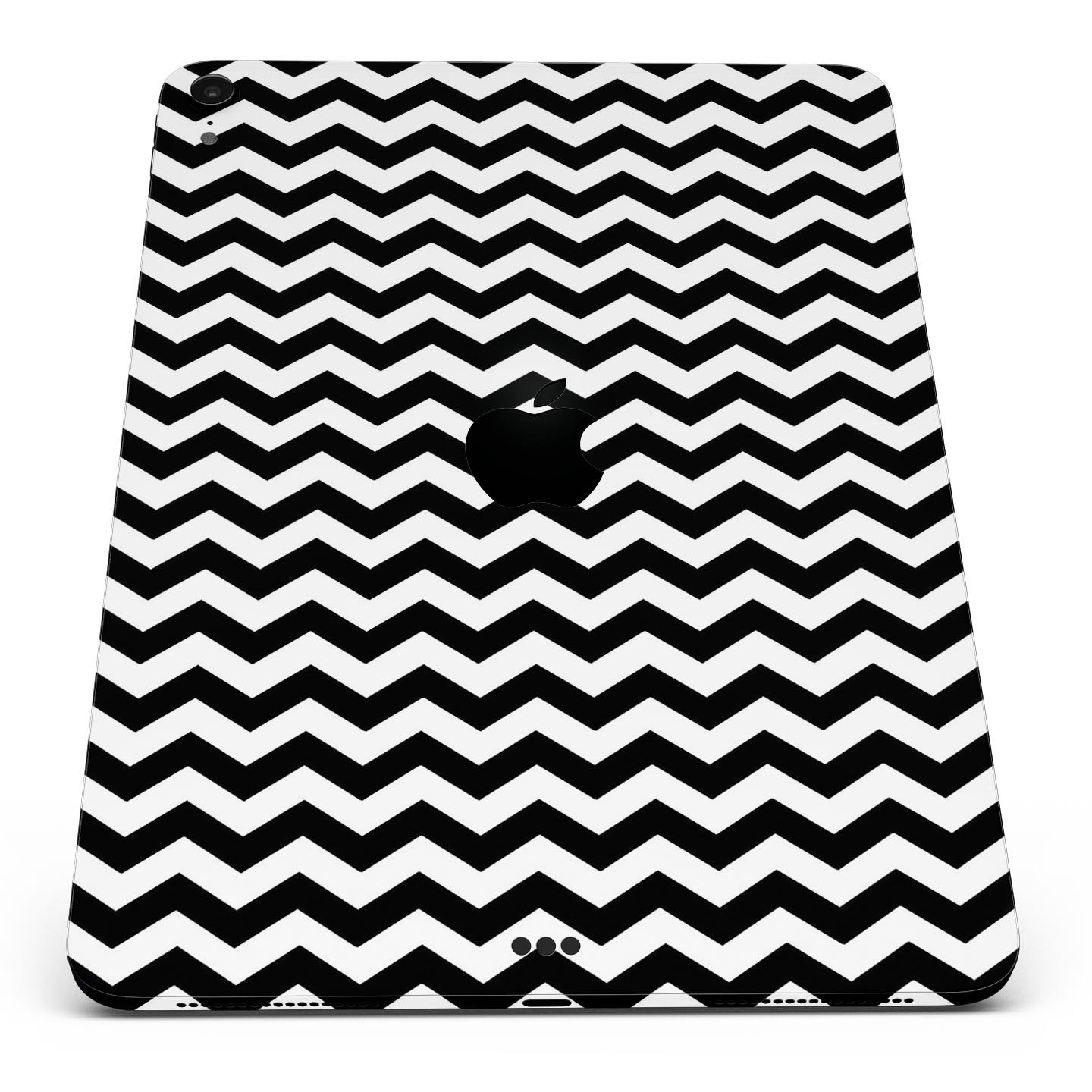 Black and white chevron pattern skin decal for Apple devices, showcasing a stylish design and premium quality materials.