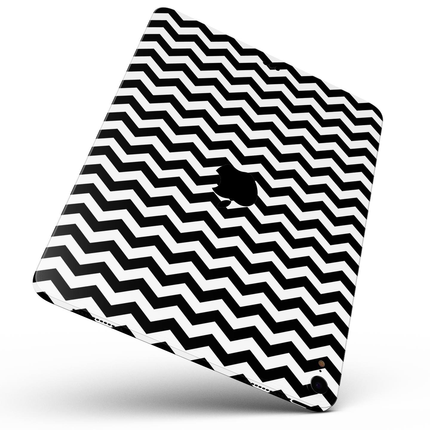 Black and white chevron pattern skin decal for Apple devices, showcasing a stylish design and premium quality materials.