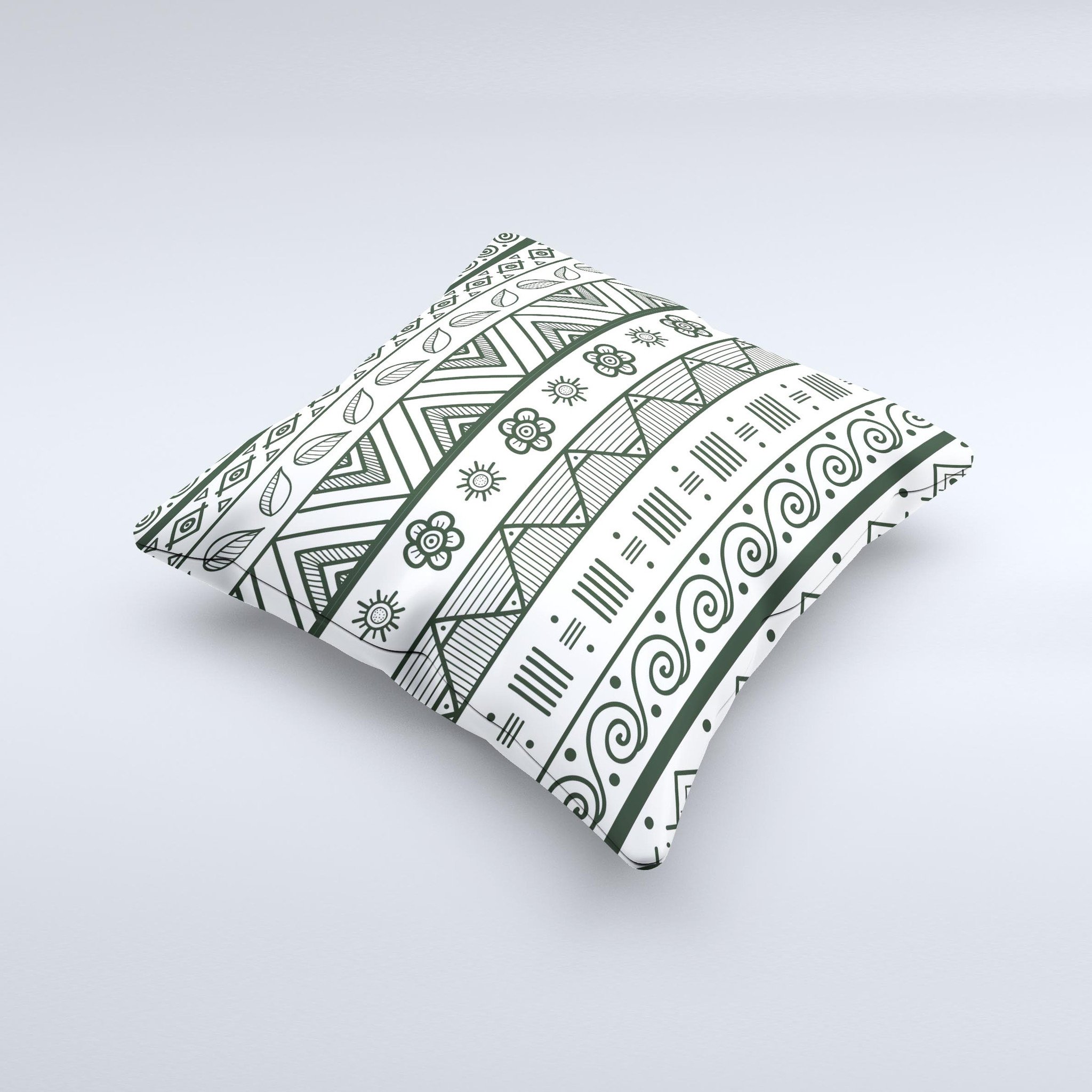 Black and white decorative throw pillow featuring a floral Aztec pattern, handcrafted in Virginia with high-quality materials.