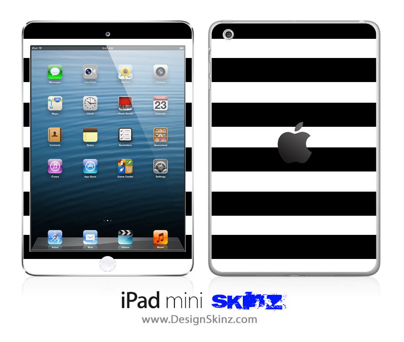 Black and white striped iPad skin showcasing a stylish design that protects the device while adding a personal touch.