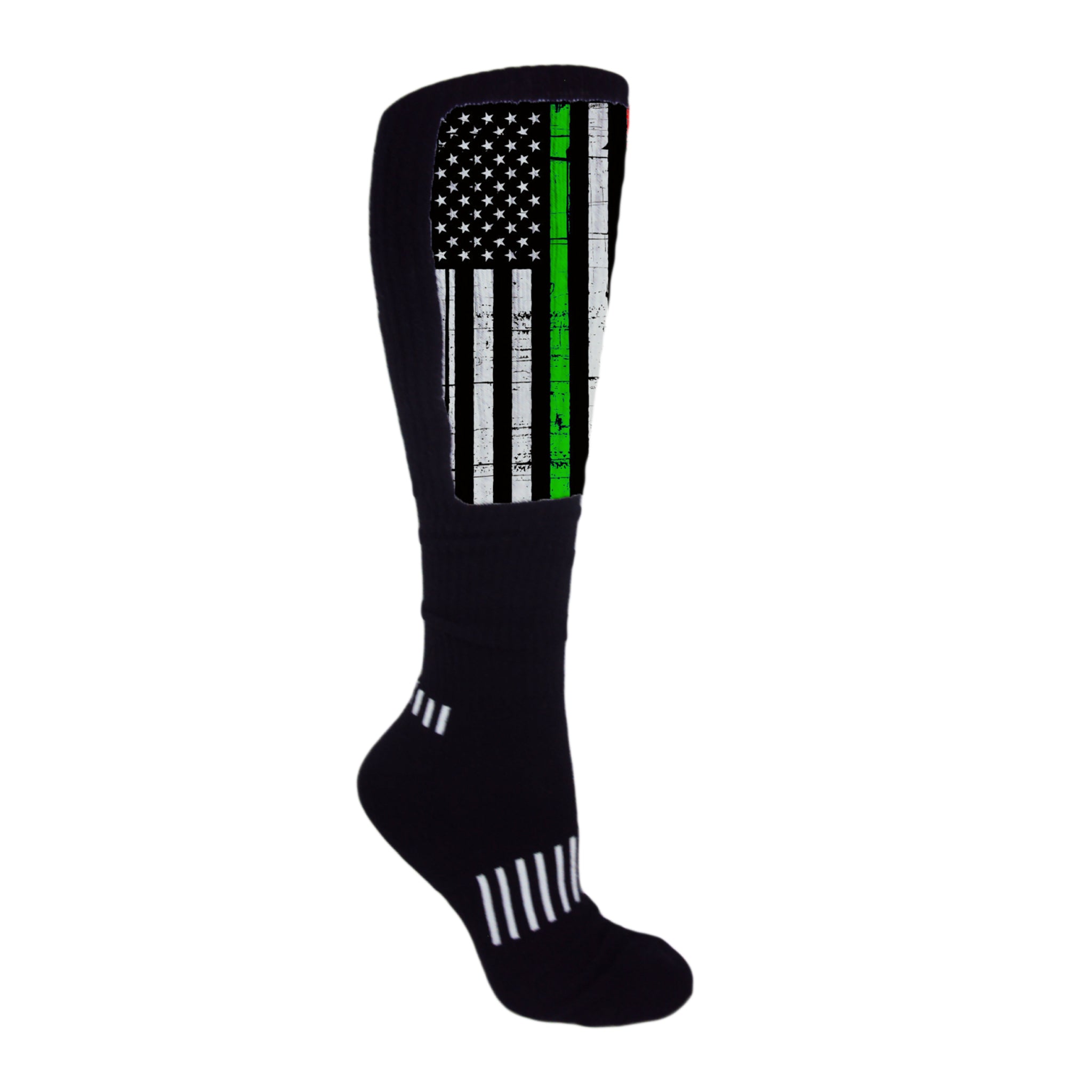 Black knee-high Block Deadlift Socks with heavy cushioning and breathable design for optimal performance.