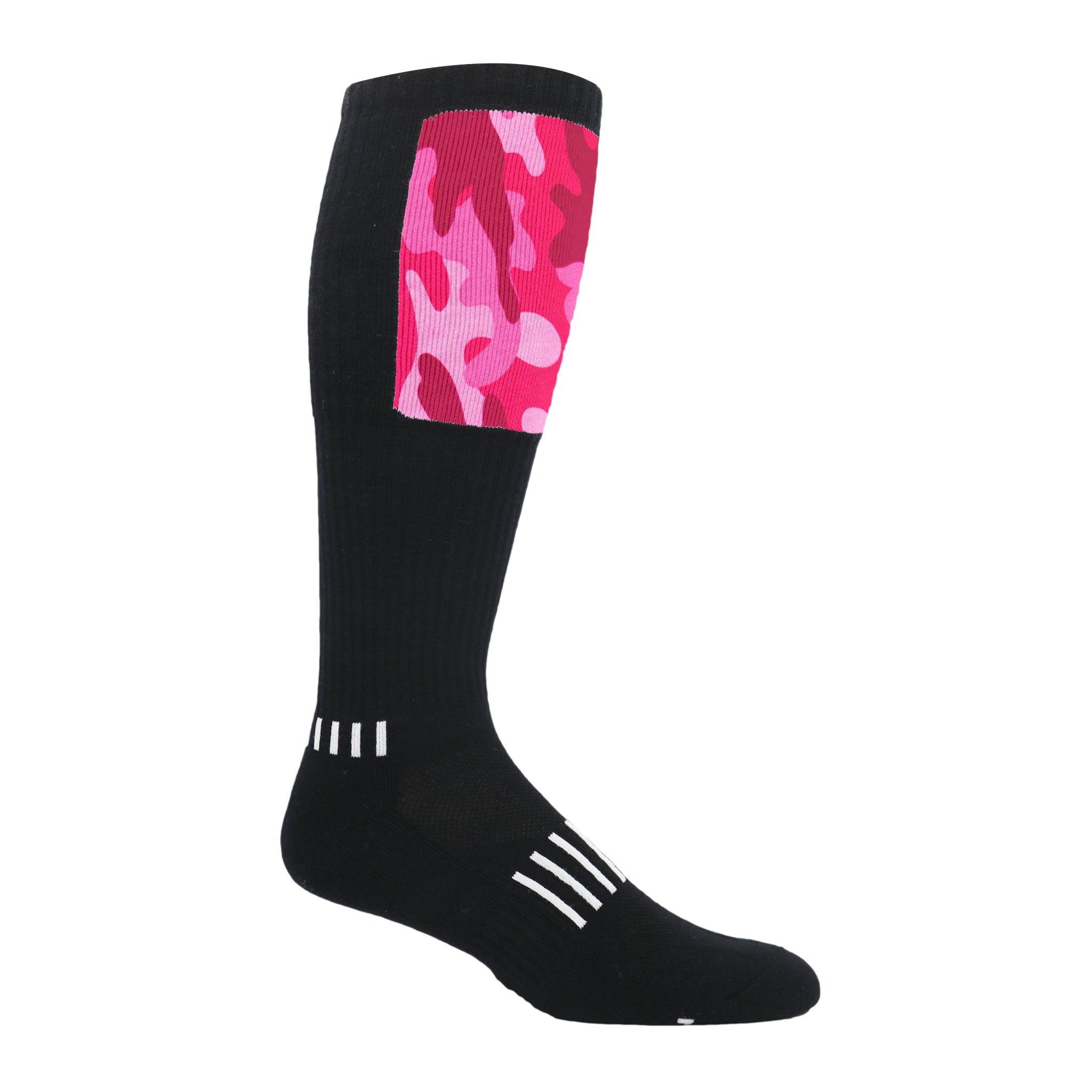 Black knee-high Block Deadlift Socks with heavy cushioning and breathable design for optimal performance.