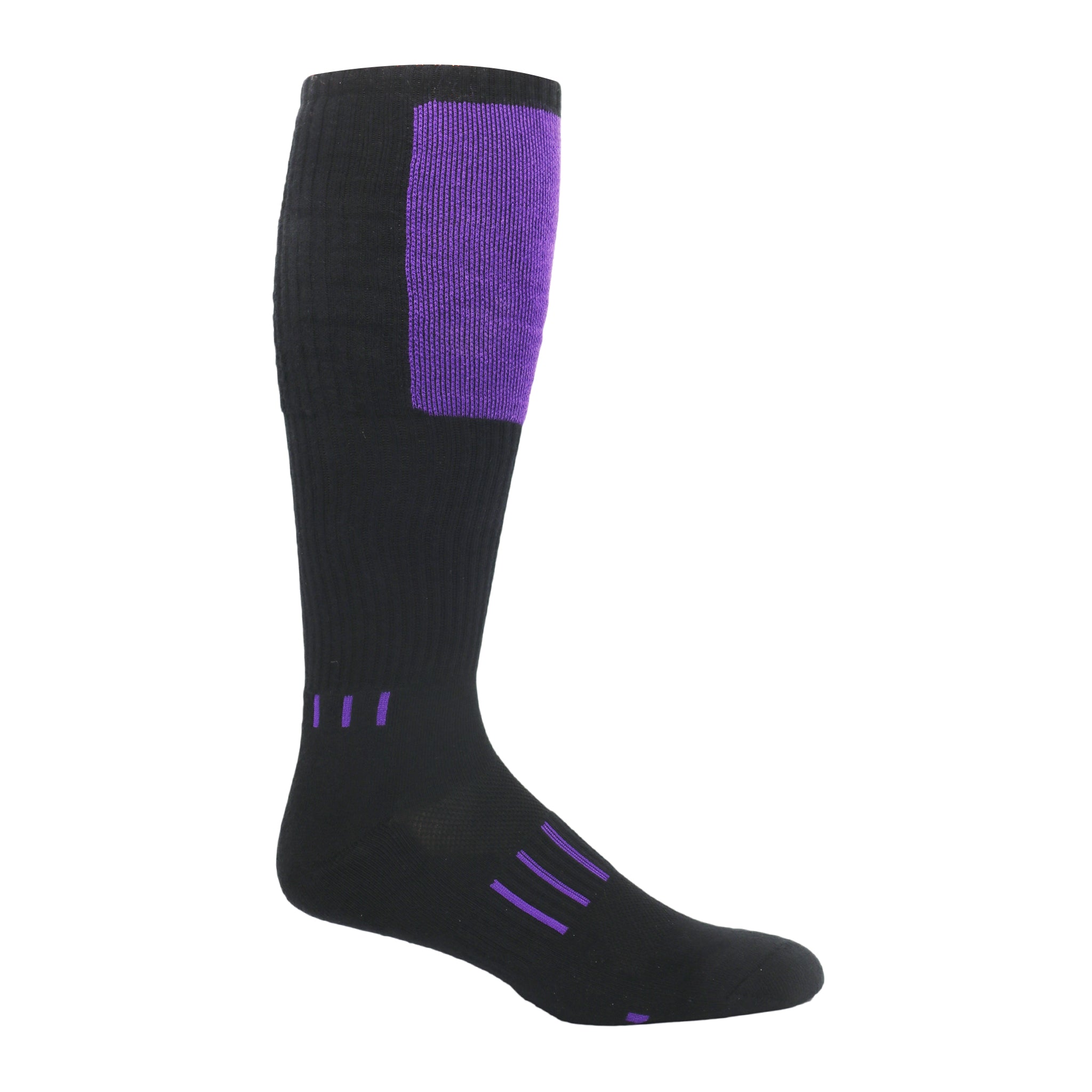 Black knee-high Block Deadlift Socks with heavy cushioning and breathable design for optimal performance.