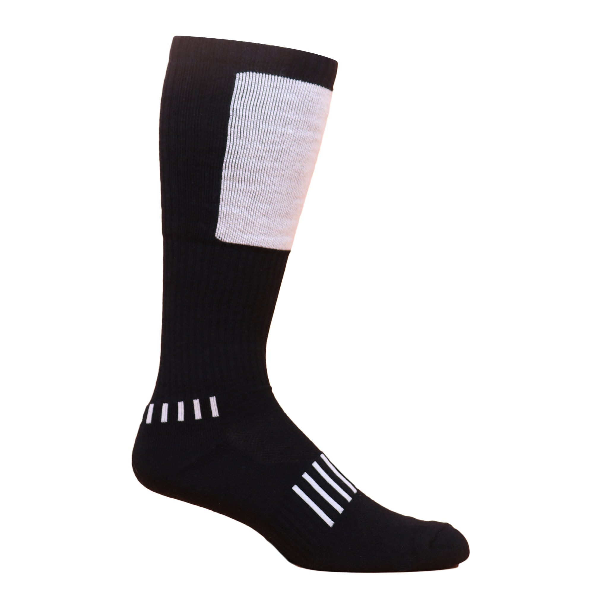 Black knee-high Block Deadlift Socks with heavy cushioning and breathable design for optimal performance.