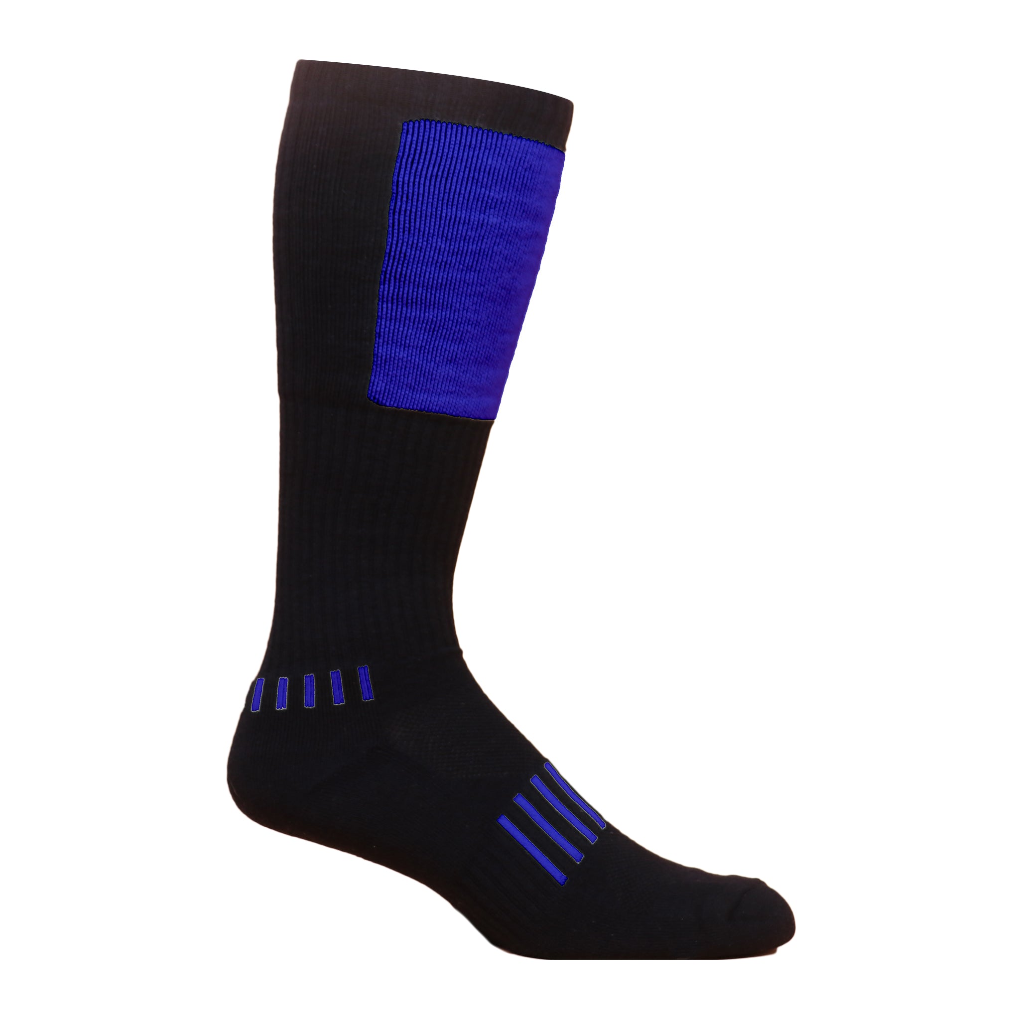 Black knee-high Block Deadlift Socks with heavy cushioning and breathable design for optimal performance.