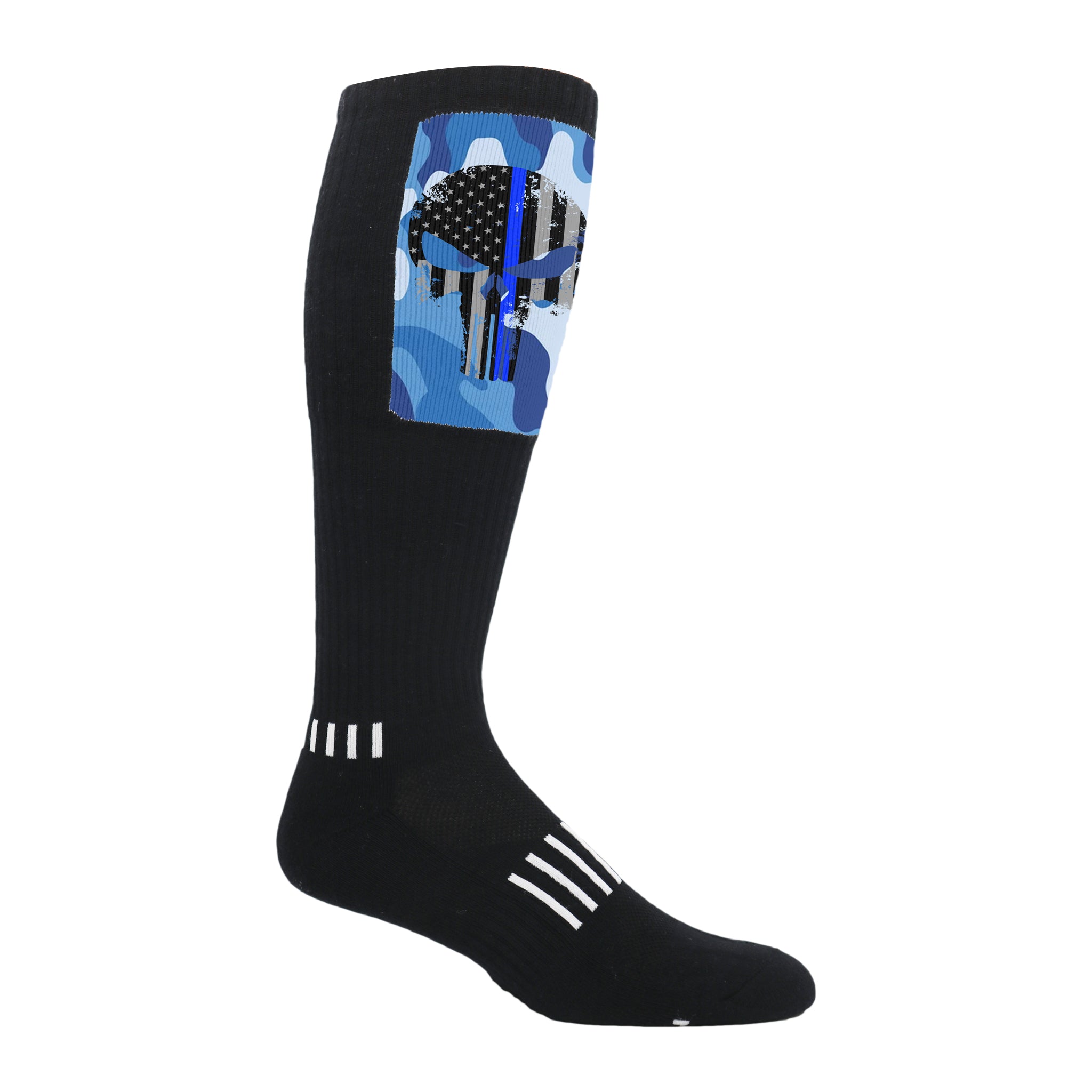 Black knee-high Block Deadlift Socks with heavy cushioning and breathable design for optimal performance.